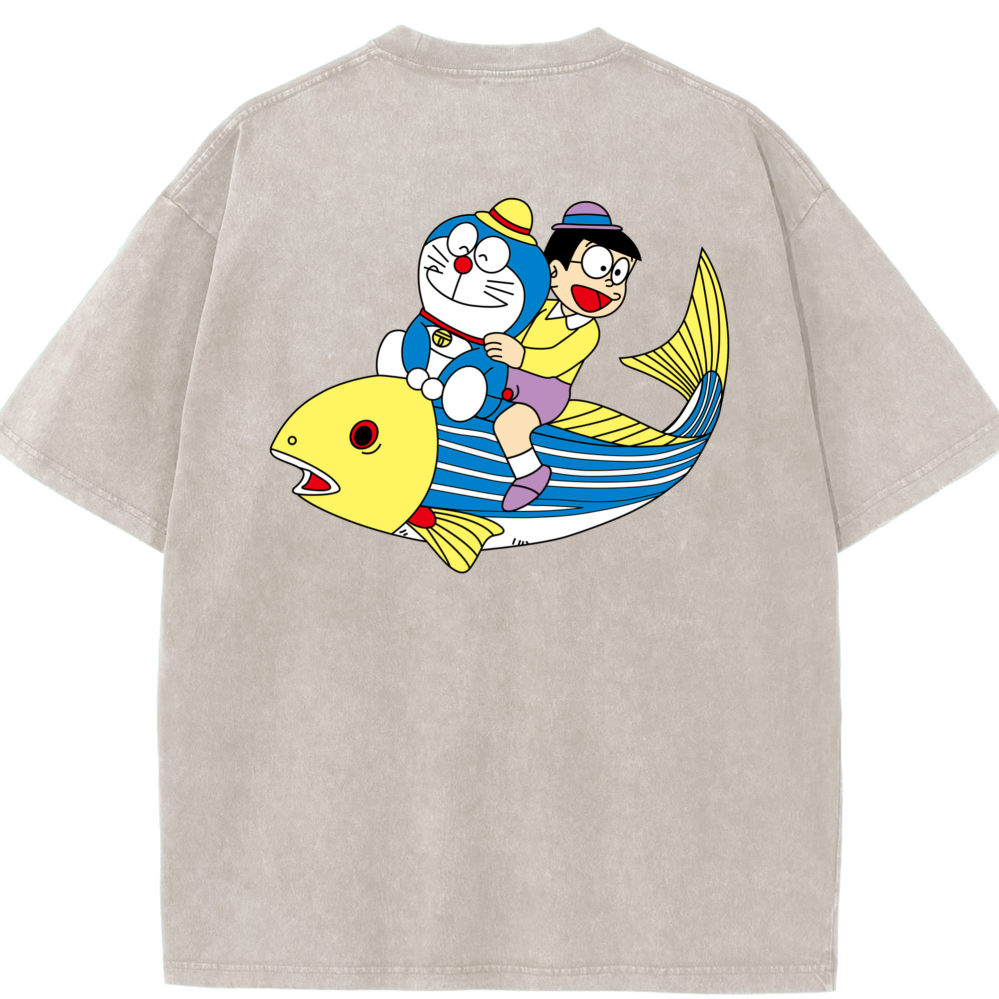 （画像用） ドラえもん 野比 のび太 Doraemon Nobita Nobi 綿100% ヴィンテージ風 半袖Tシャツ（背面プリント）
