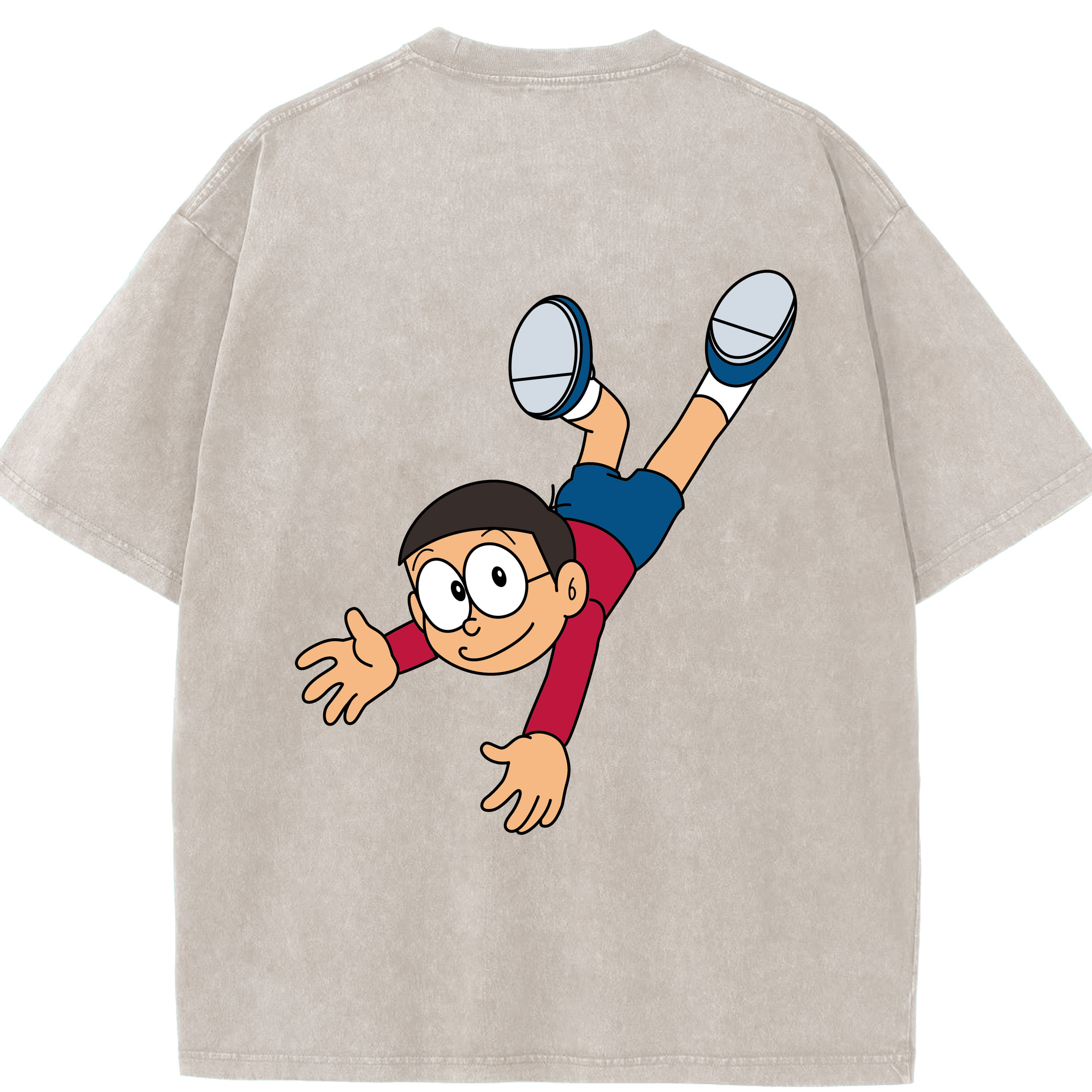 （画像用） ドラえもん 野比 のび太 Doraemon Nobita Nobi 綿100% ヴィンテージ風 半袖Tシャツ（背面プリント）