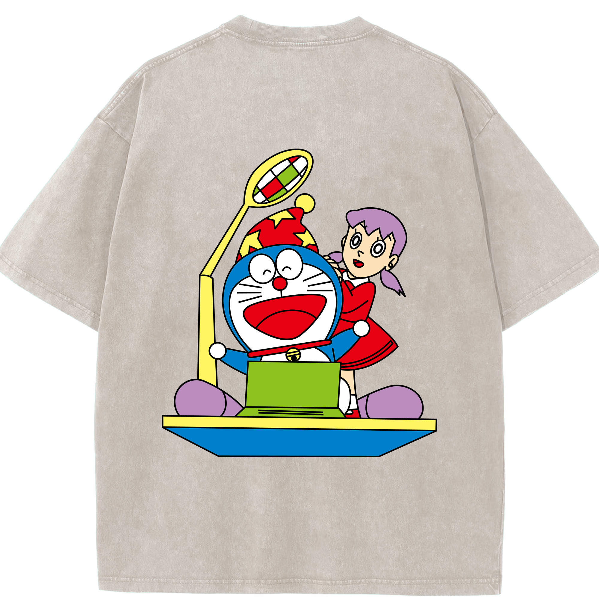 （画像用） ドラえもん みなもと しずか Doraemon Shizuka Minamoto 綿100% ヴィンテージ風 半袖Tシャツ（背面プリント）