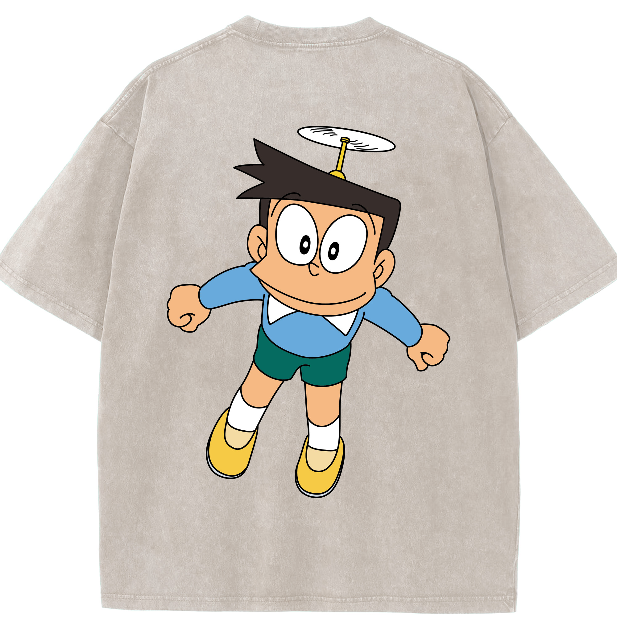 （画像用） ドラえもん 骨川 スネ夫 Doraemon Honekawa Suneo 綿100% ヴィンテージ風 半袖Tシャツ（背面プリント）