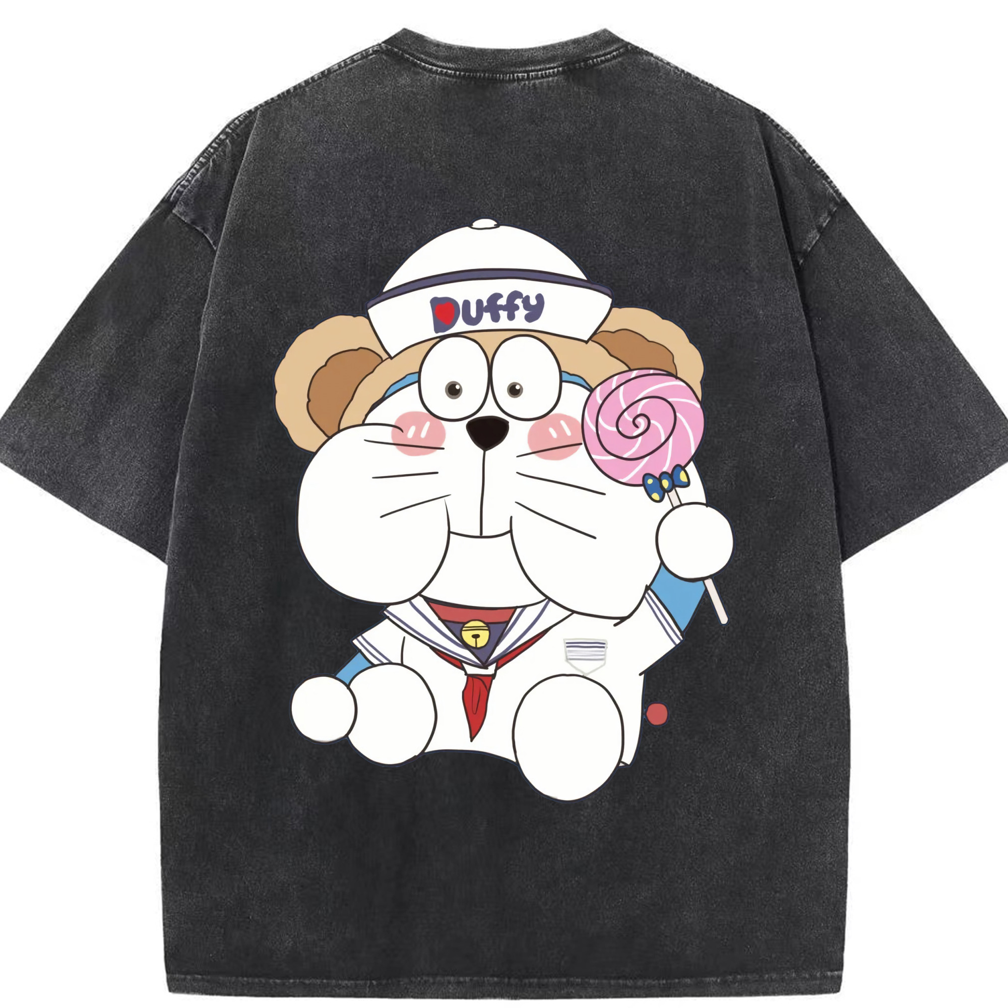 （画像用） ドラえもん Doraemon 綿100% ヴィンテージ風 半袖Tシャツ（背面プリント）