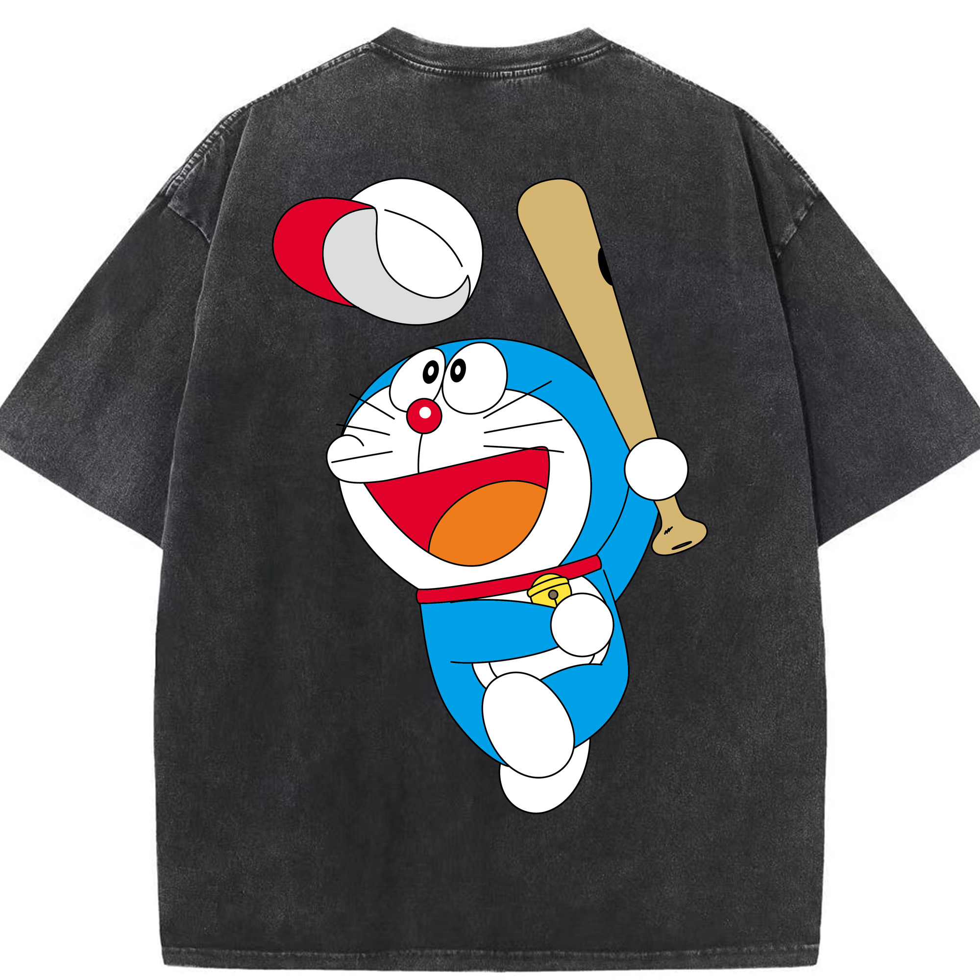 （画像用） ドラえもん Doraemon 綿100% ヴィンテージ風 半袖Tシャツ（背面プリント）