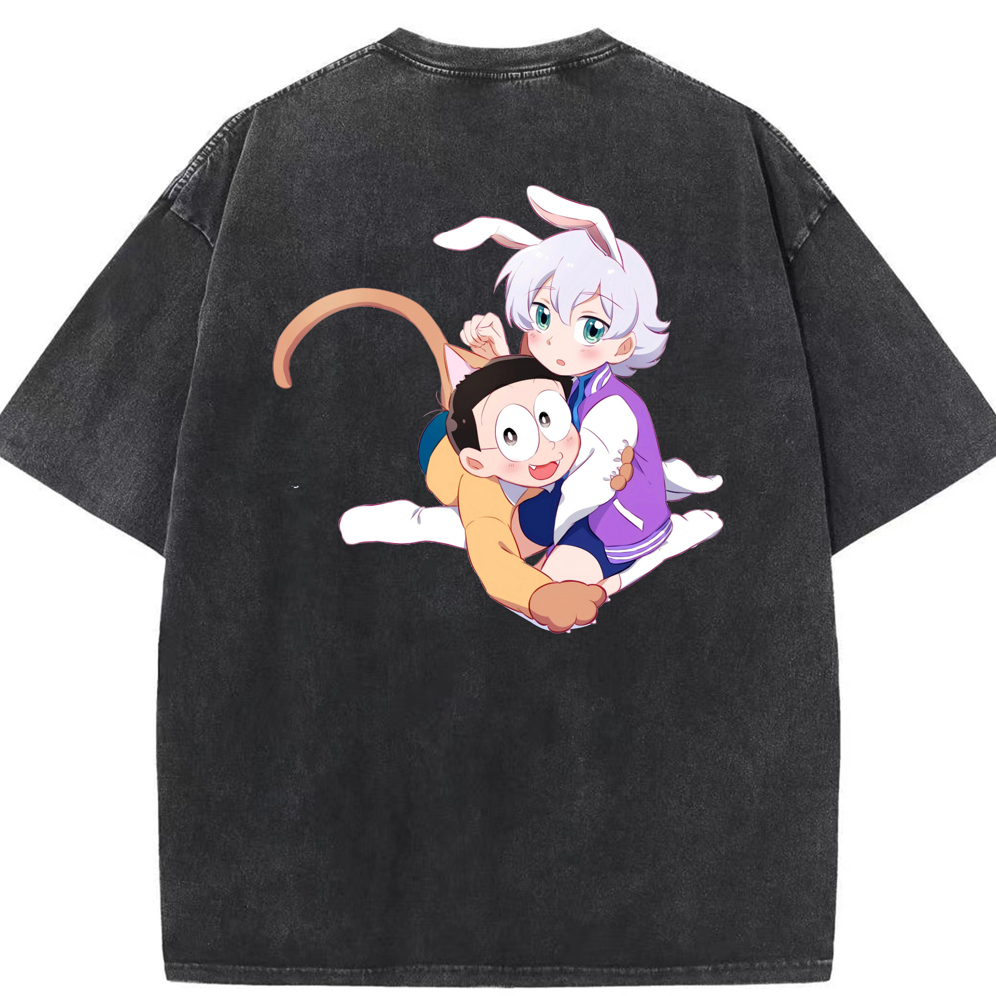 （画像用） ドラえもん 野比 のび太 Doraemon Nobita Nobi 綿100% ヴィンテージ風 半袖Tシャツ（背面プリント）