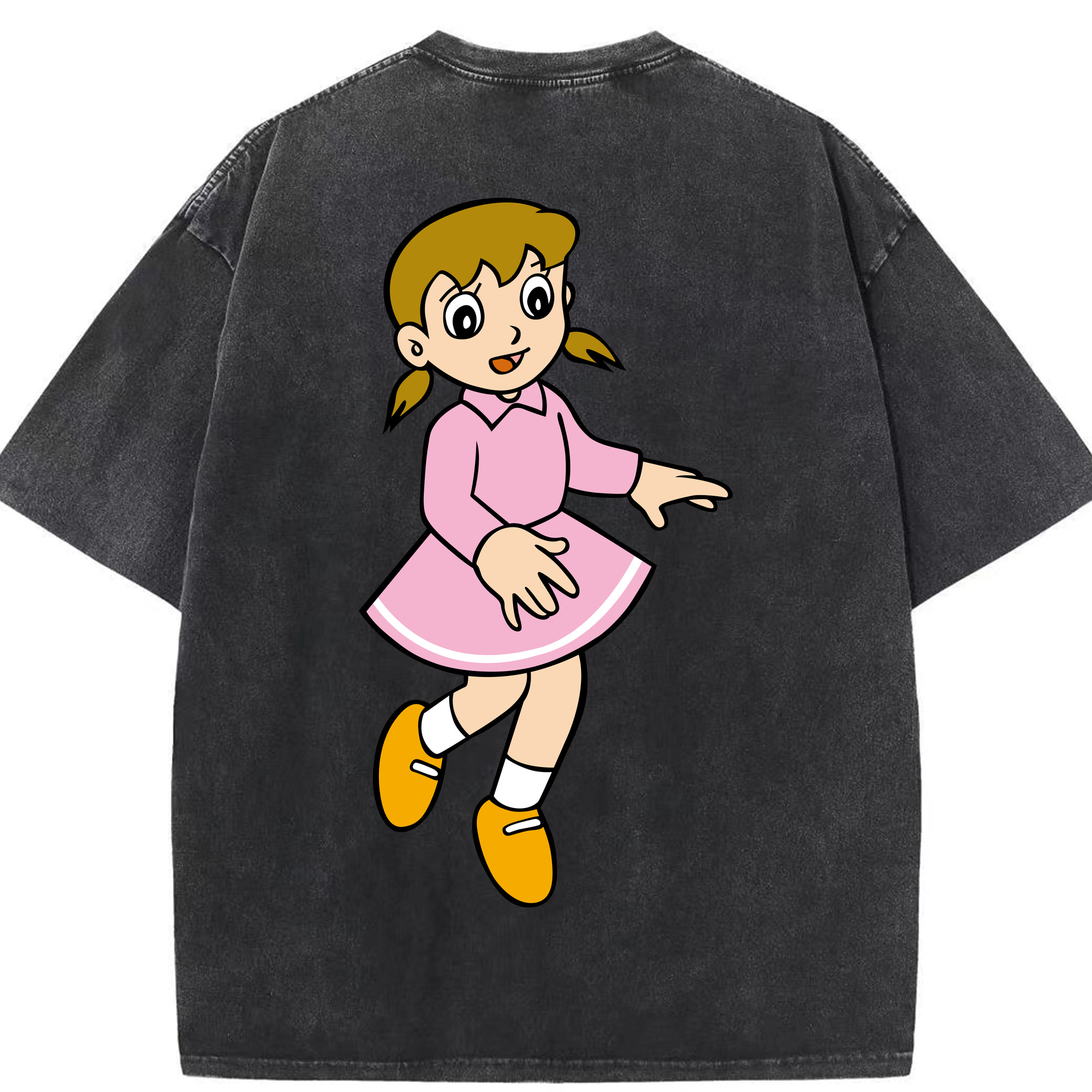 （画像用） ドラえもん みなもと しずか Doraemon Shizuka Minamoto 綿100% ヴィンテージ風 半袖Tシャツ（背面プリント）