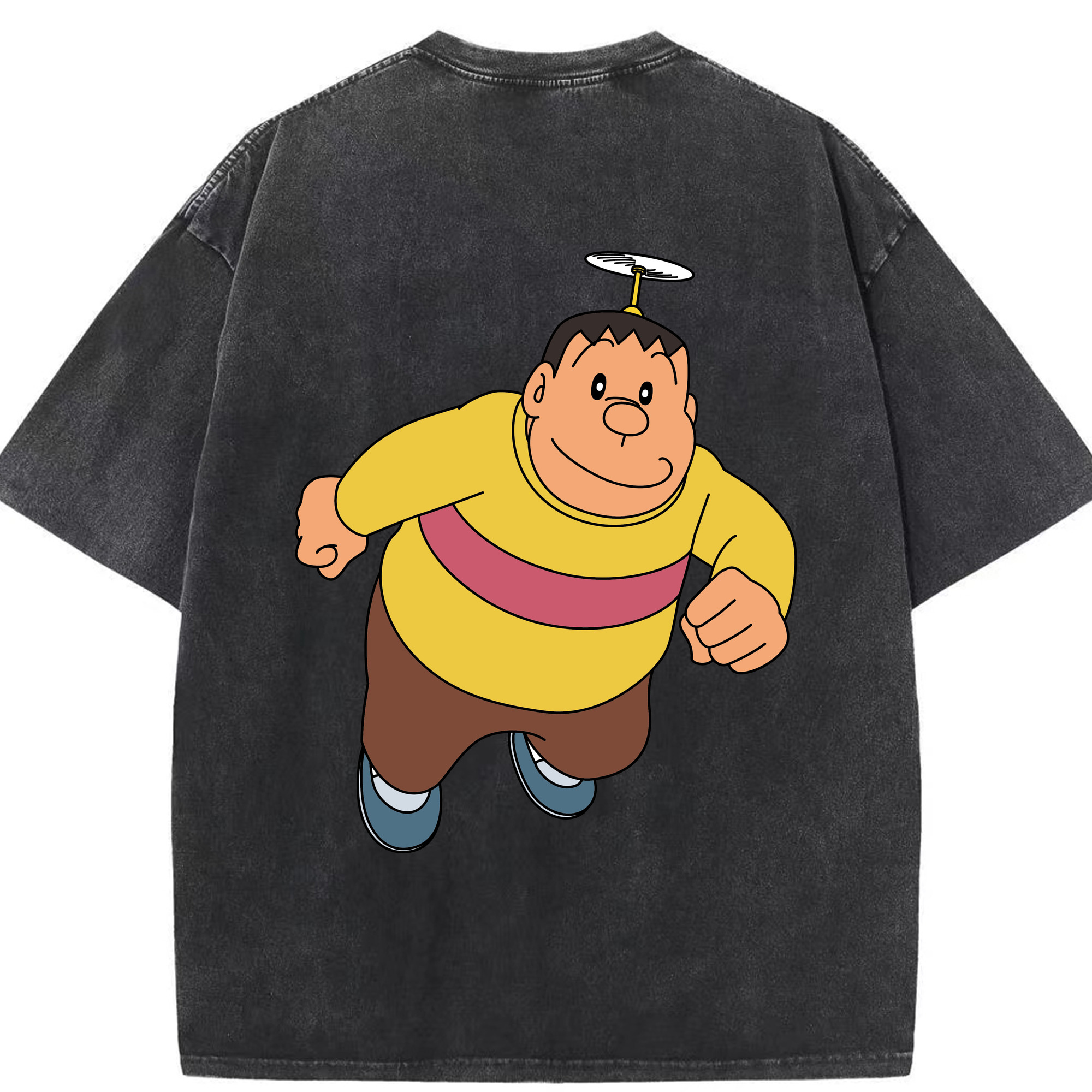 （画像用） ドラえもん 剛田武 Doraemon Gouta Takeshi 綿100% ヴィンテージ風 半袖Tシャツ（背面プリント）