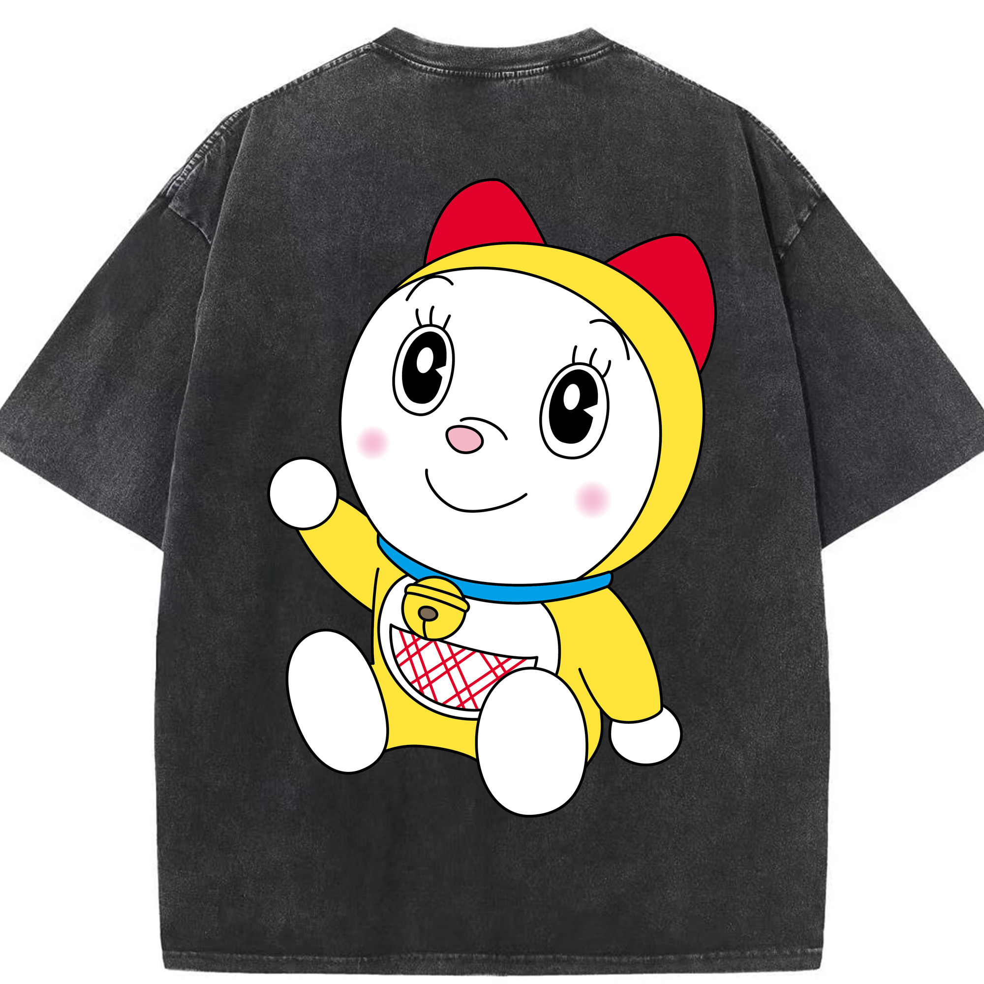（画像用） ドラえもん ドラミ Doraemon Dorami 綿100% ヴィンテージ風 半袖Tシャツ（背面プリント）