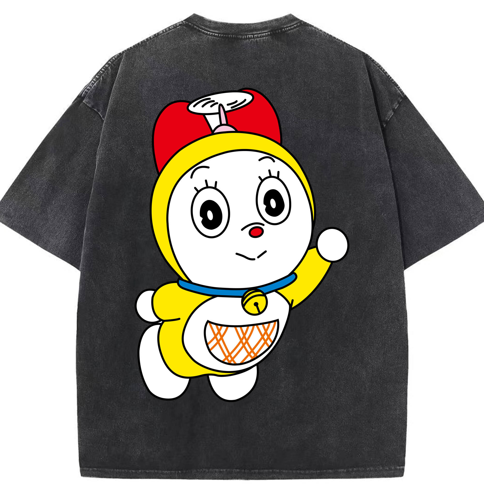 （画像用） ドラえもん ドラミ Doraemon Dorami 綿100% ヴィンテージ風 半袖Tシャツ（背面プリント）