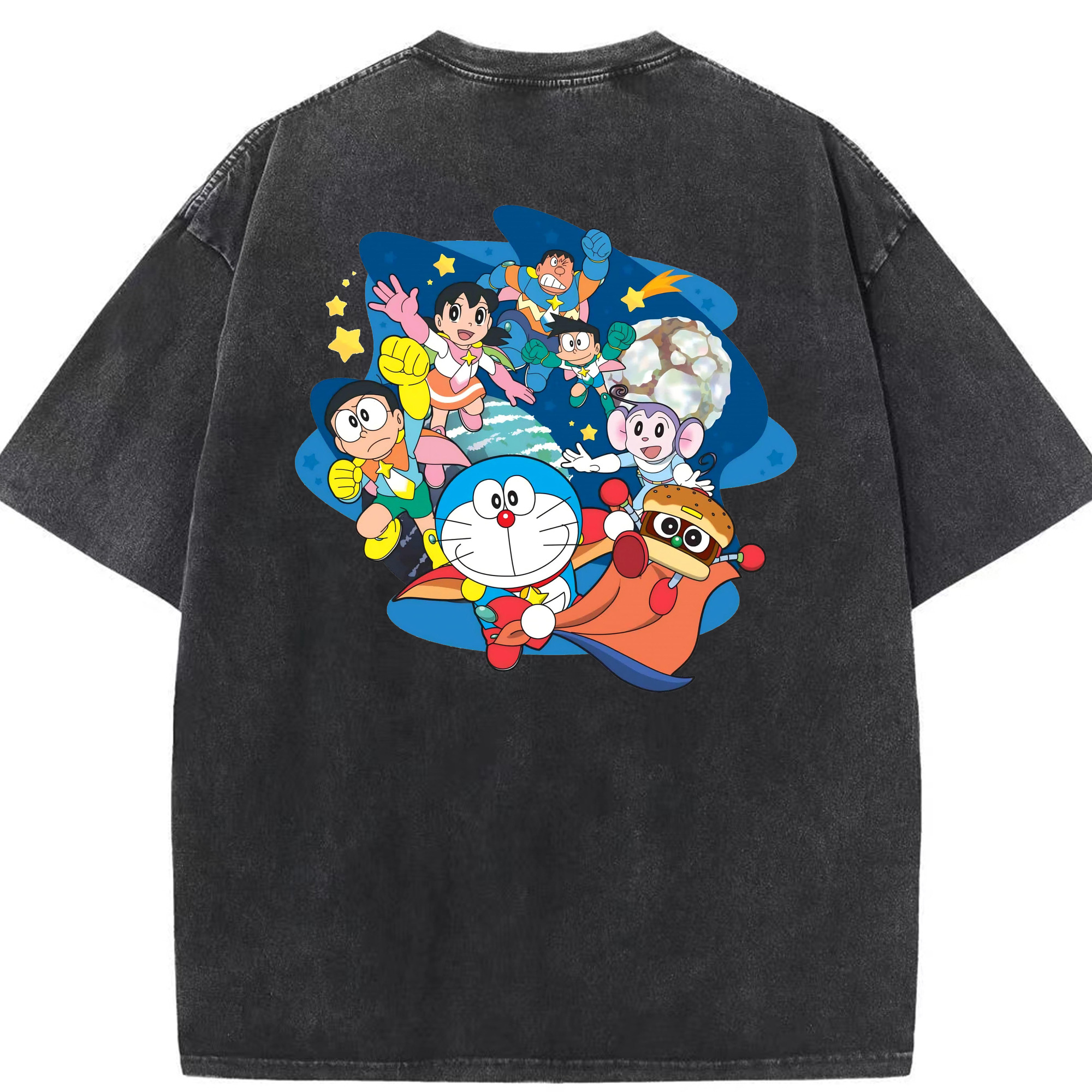 （画像用） ドラえもん Doraemon 綿100% ヴィンテージ風 半袖Tシャツ（背面プリント）