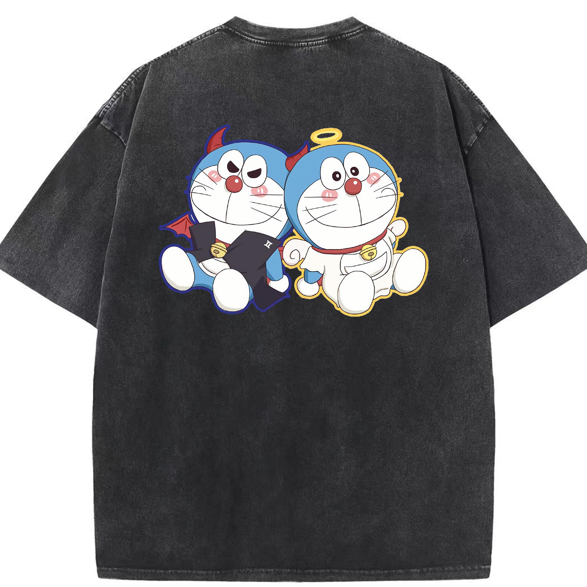 （画像用） ドラえもん Doraemon 綿100% ヴィンテージ風 半袖Tシャツ（背面プリント）