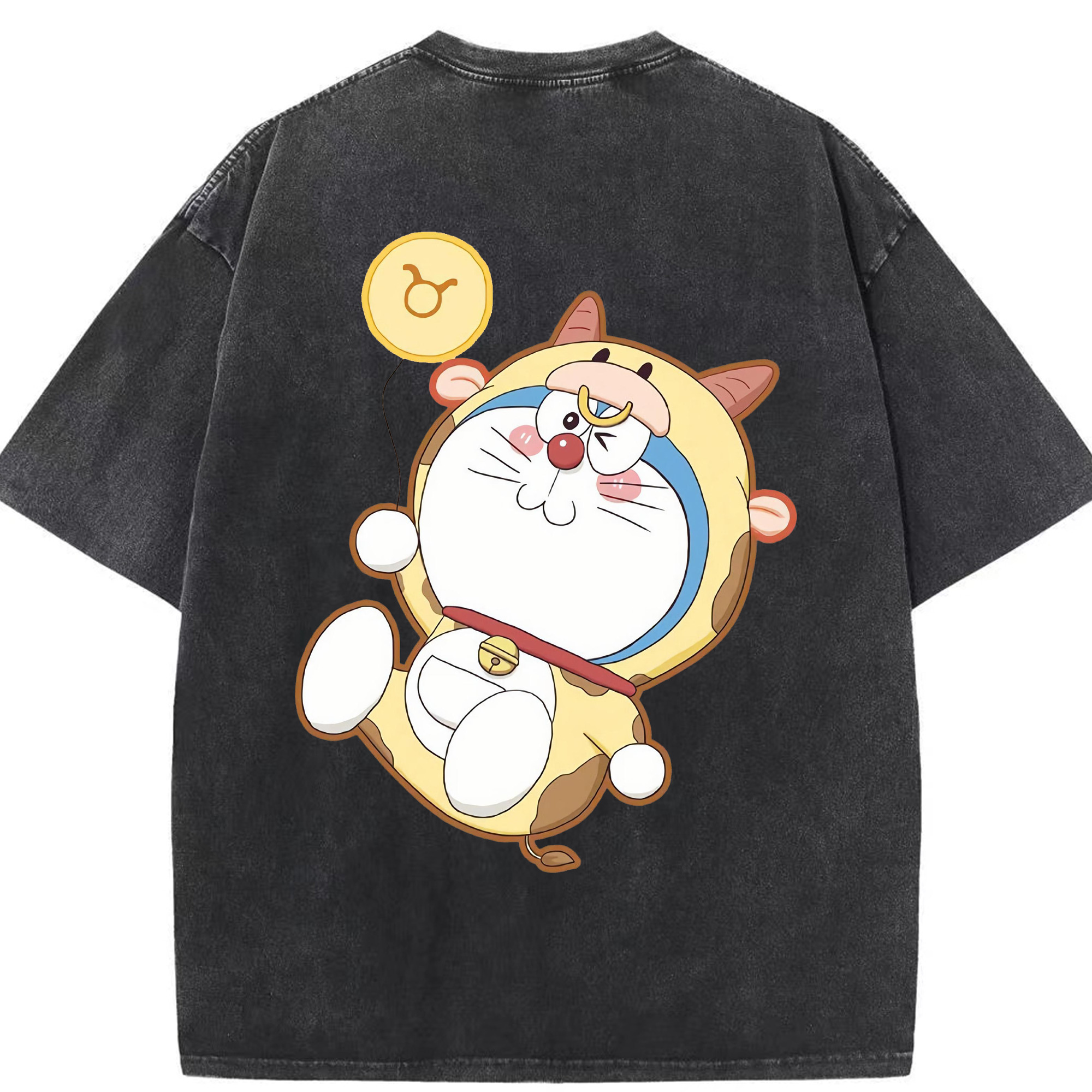 （画像用） ドラえもん Doraemon 綿100% ヴィンテージ風 半袖Tシャツ（背面プリント）