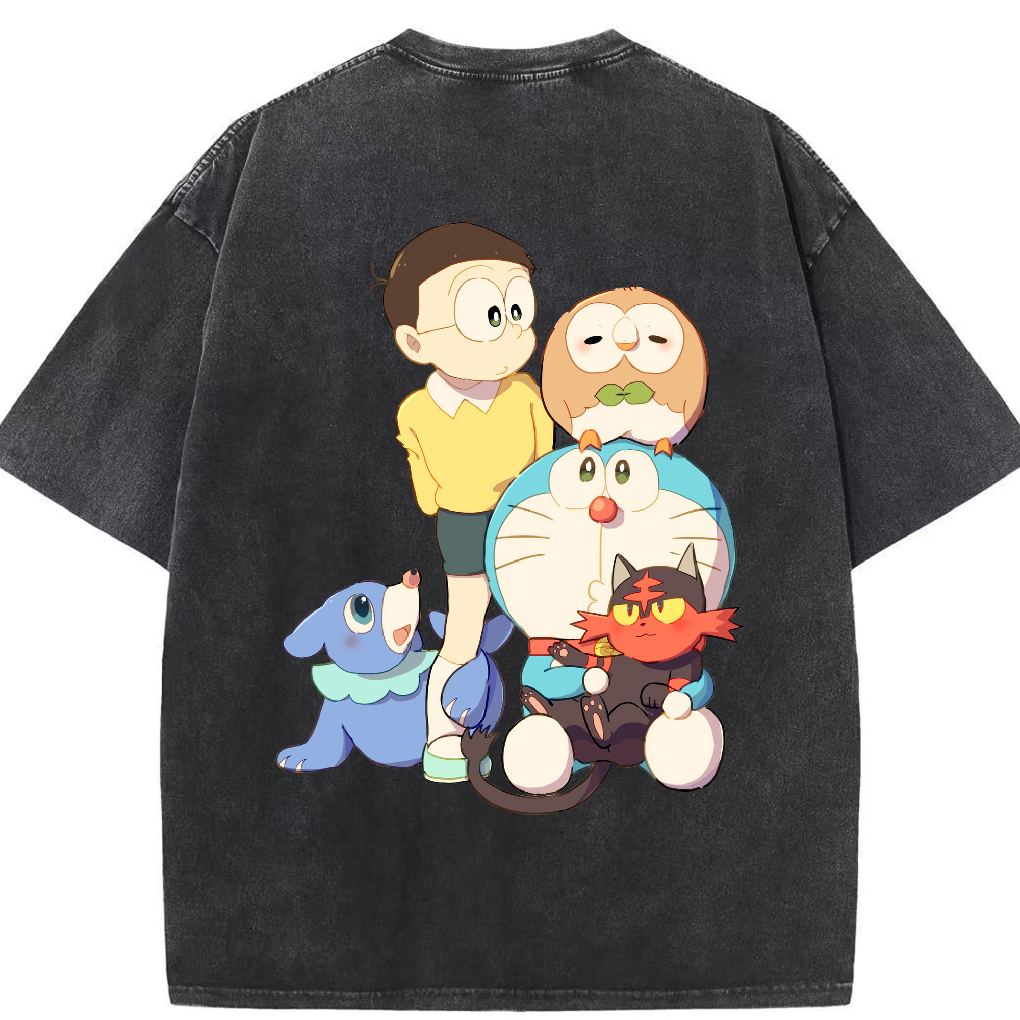 （画像用） ドラえもん Doraemon 綿100% ヴィンテージ風 半袖Tシャツ（背面プリント）