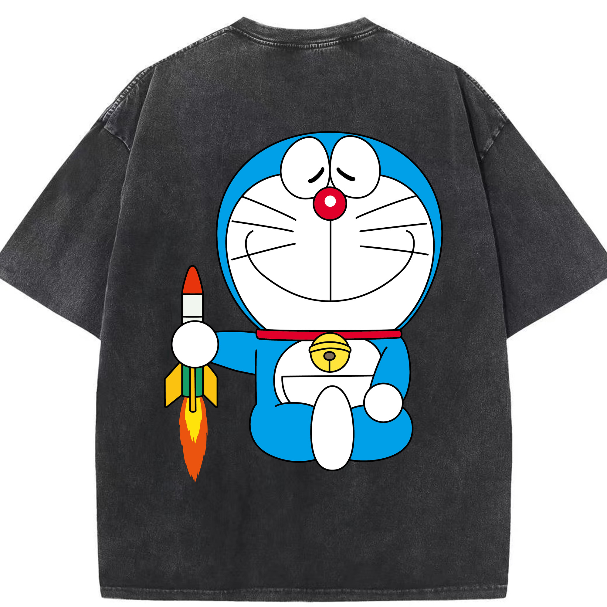 （画像用） ドラえもん Doraemon 綿100% ヴィンテージ風 半袖Tシャツ（背面プリント）