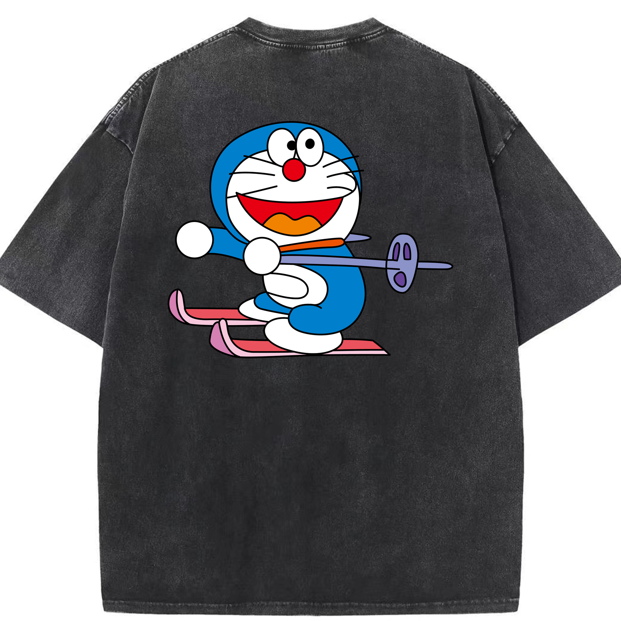 （画像用） ドラえもん Doraemon 綿100% ヴィンテージ風 半袖Tシャツ（背面プリント）