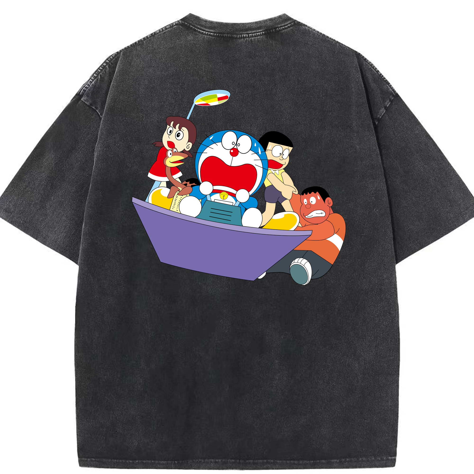 （画像用） ドラえもん Doraemon 綿100% ヴィンテージ風 半袖Tシャツ（背面プリント）