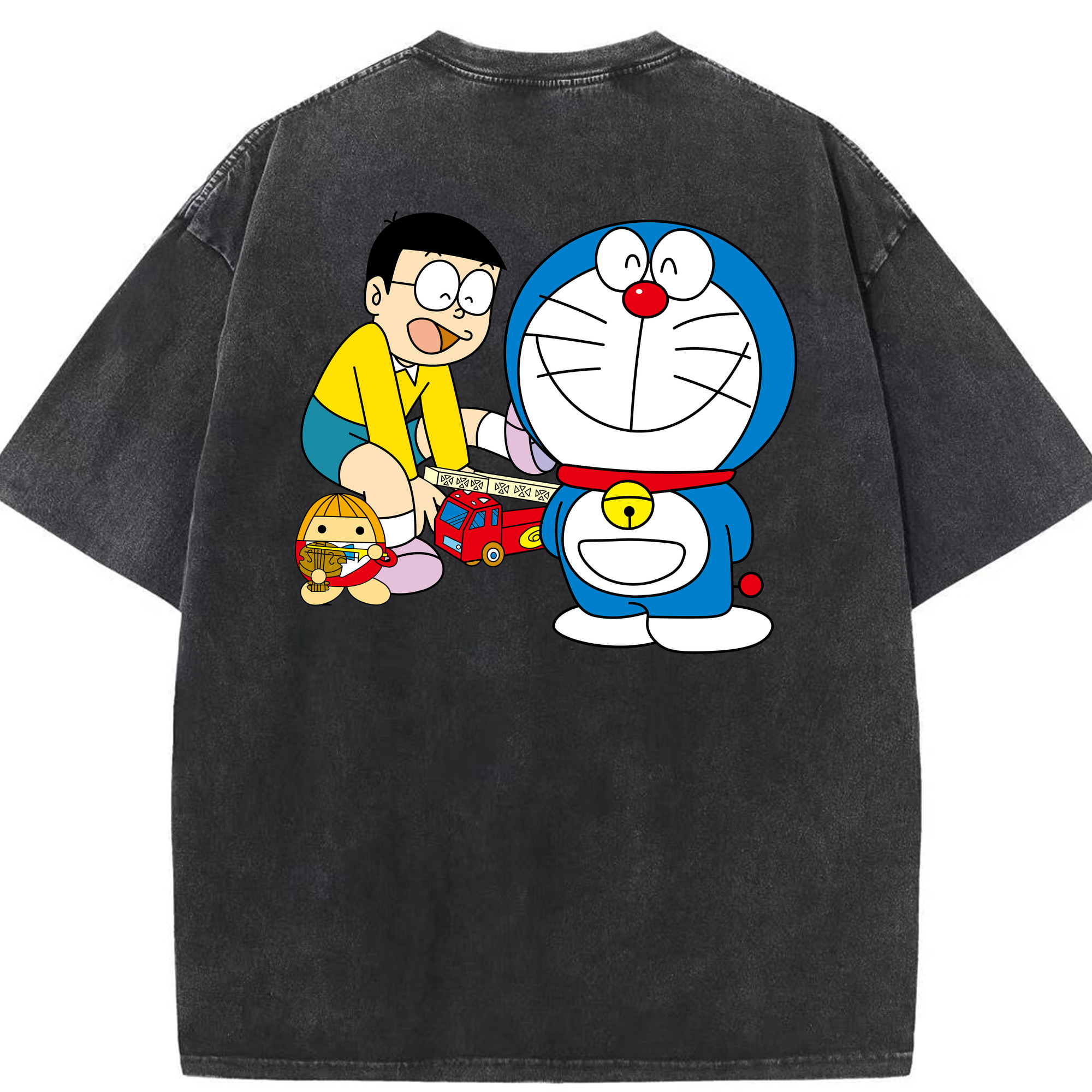 （画像用） ドラえもん Doraemon 綿100% ヴィンテージ風 半袖Tシャツ（背面プリント）