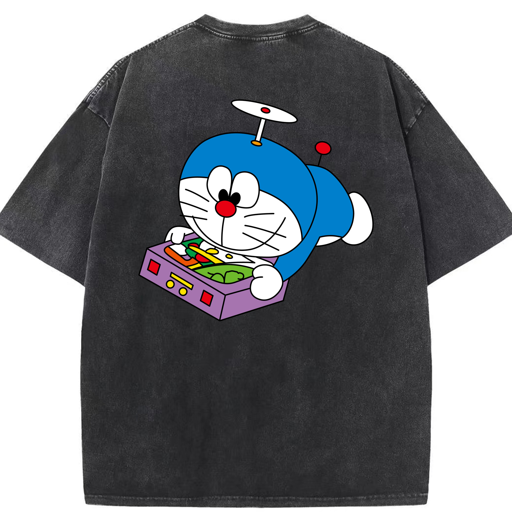 （画像用） ドラえもん Doraemon 綿100% ヴィンテージ風 半袖Tシャツ（背面プリント）