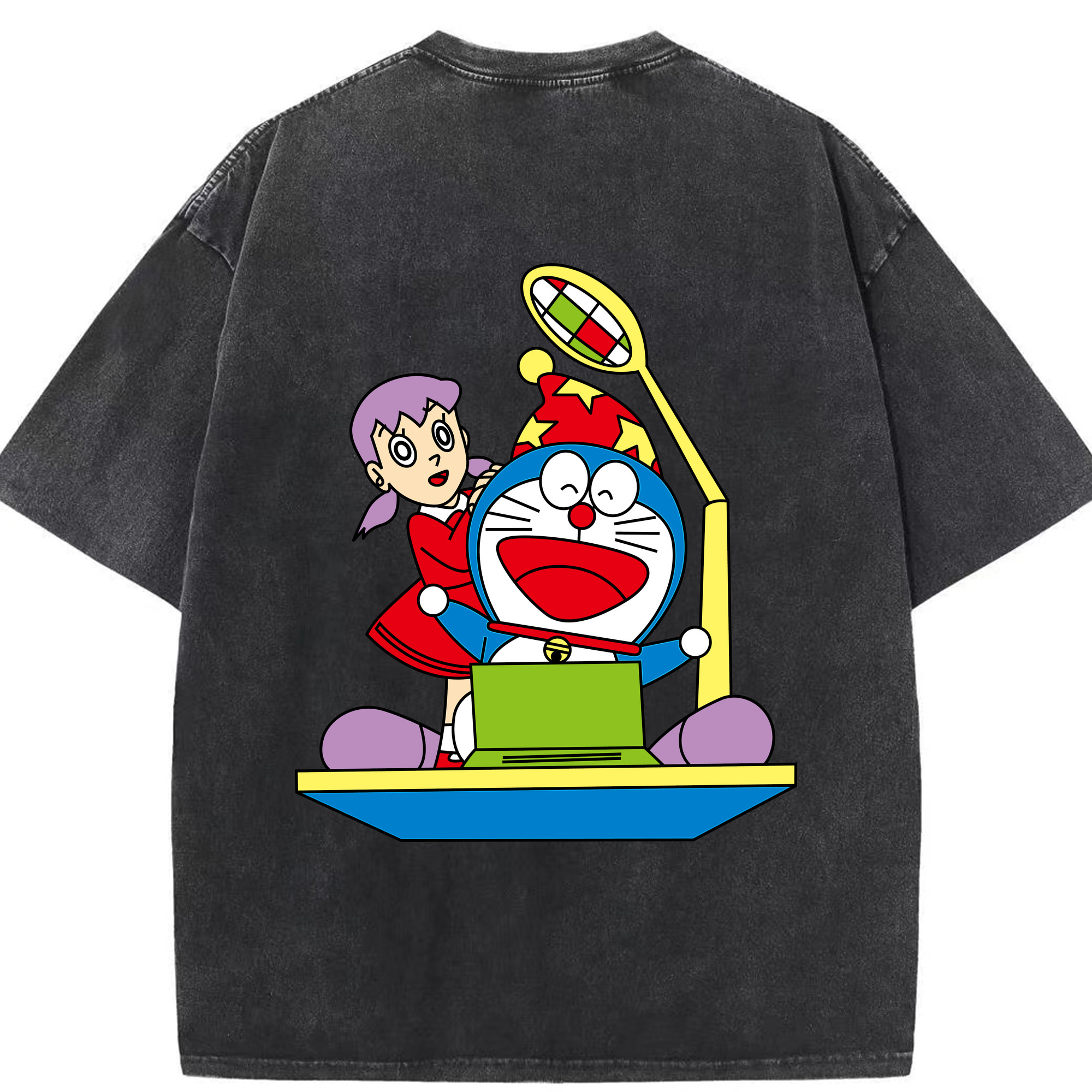 （画像用） ドラえもん みなもと しずか Doraemon Shizuka Minamoto 綿100% ヴィンテージ風 半袖Tシャツ（背面プリント）