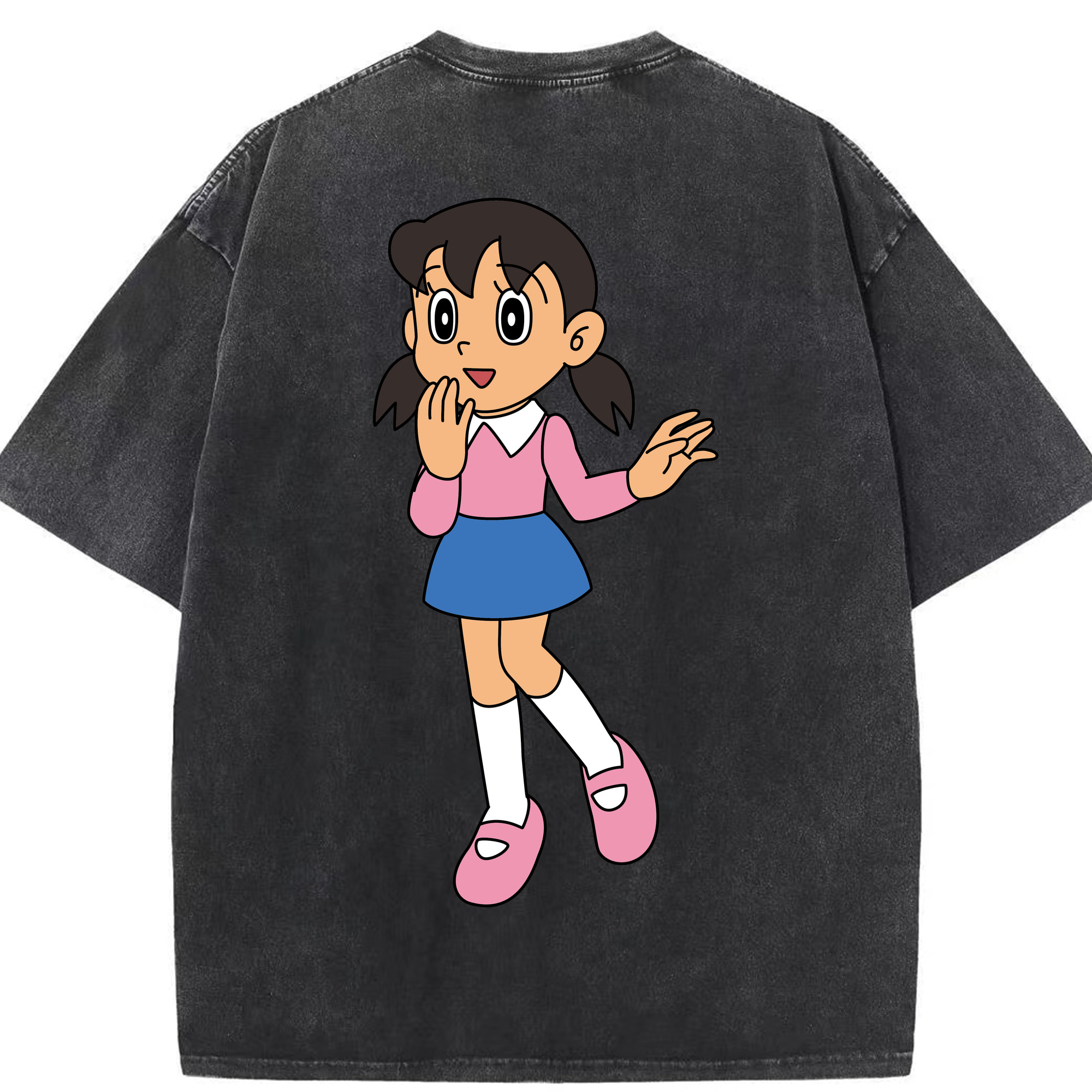 （画像用） ドラえもん みなもと しずか Doraemon Shizuka Minamoto 綿100% ヴィンテージ風 半袖Tシャツ（背面プリント）