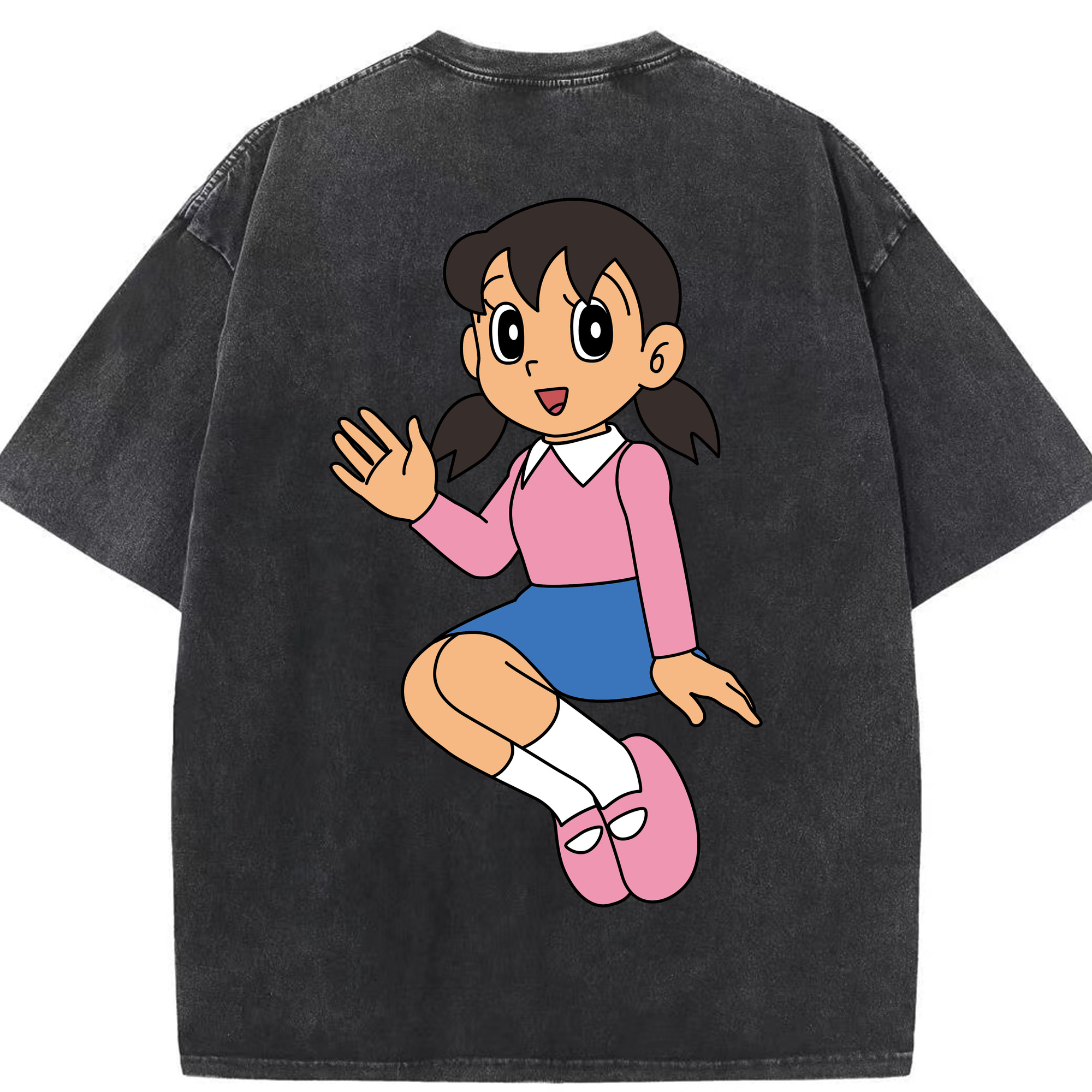 （画像用） ドラえもん みなもと しずか Doraemon Shizuka Minamoto 綿100% ヴィンテージ風 半袖Tシャツ（背面プリント）