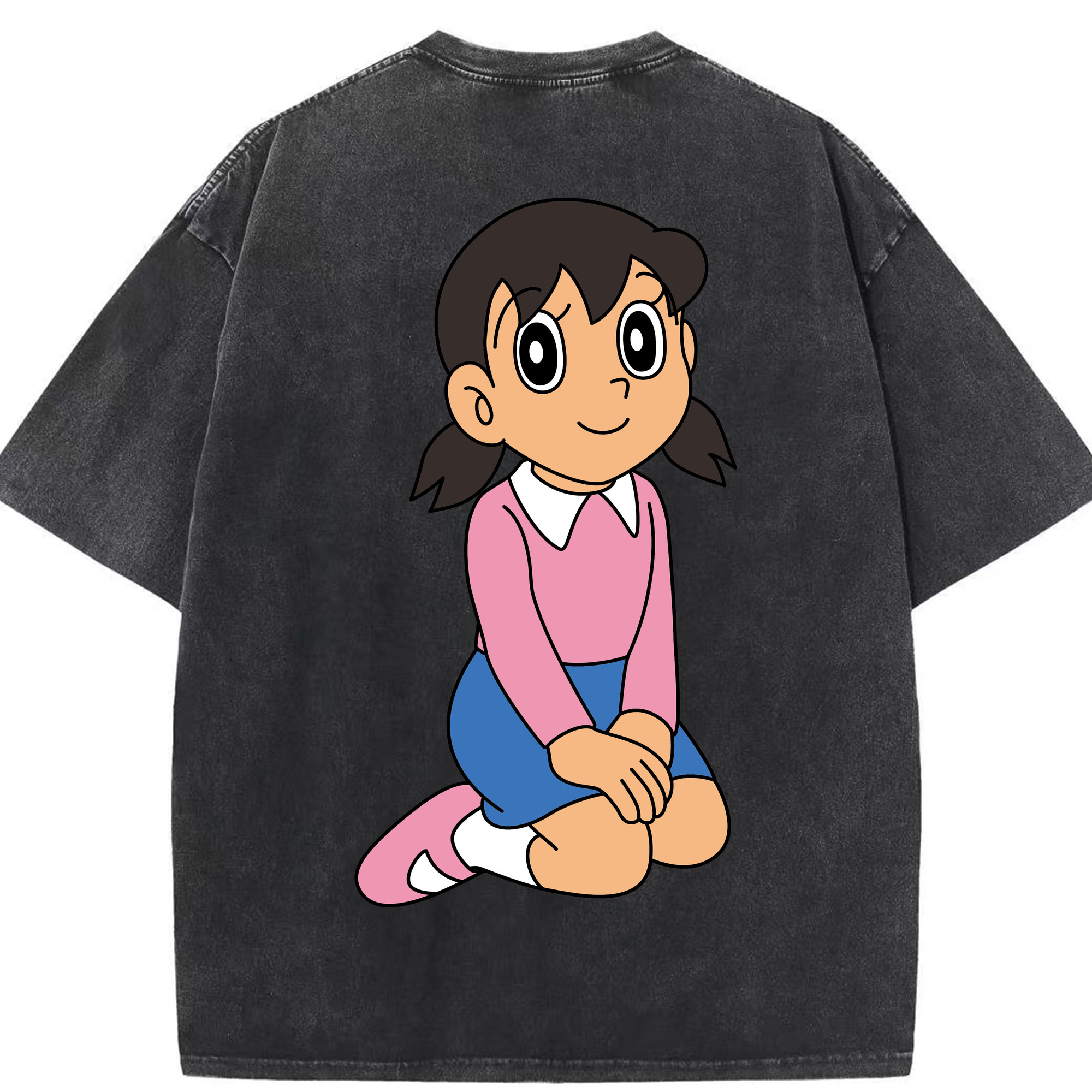 （画像用） ドラえもん みなもと しずか Doraemon Shizuka Minamoto 綿100% ヴィンテージ風 半袖Tシャツ（背面プリント）