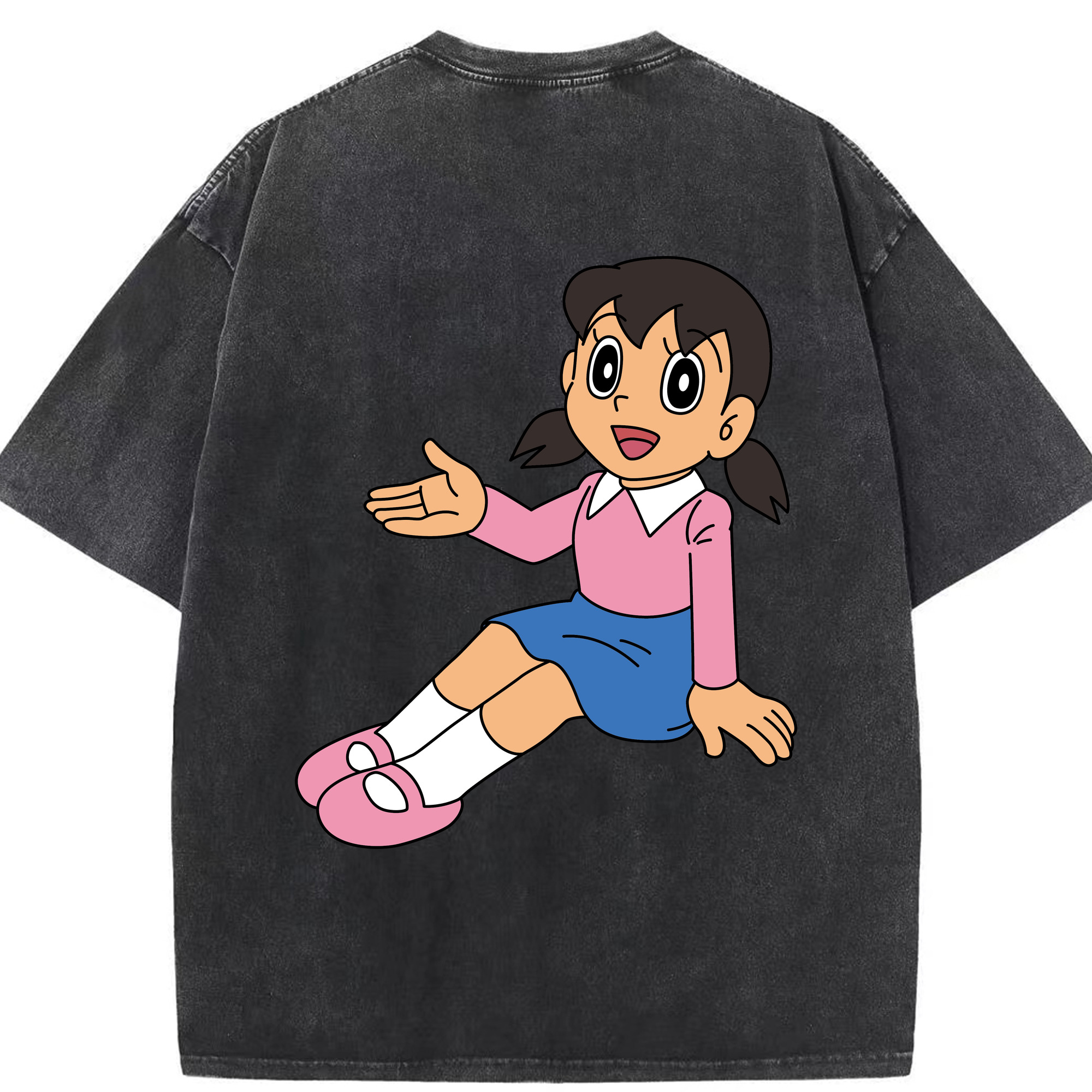 （画像用） ドラえもん みなもと しずか Doraemon Shizuka Minamoto 綿100% ヴィンテージ風 半袖Tシャツ（背面プリント）