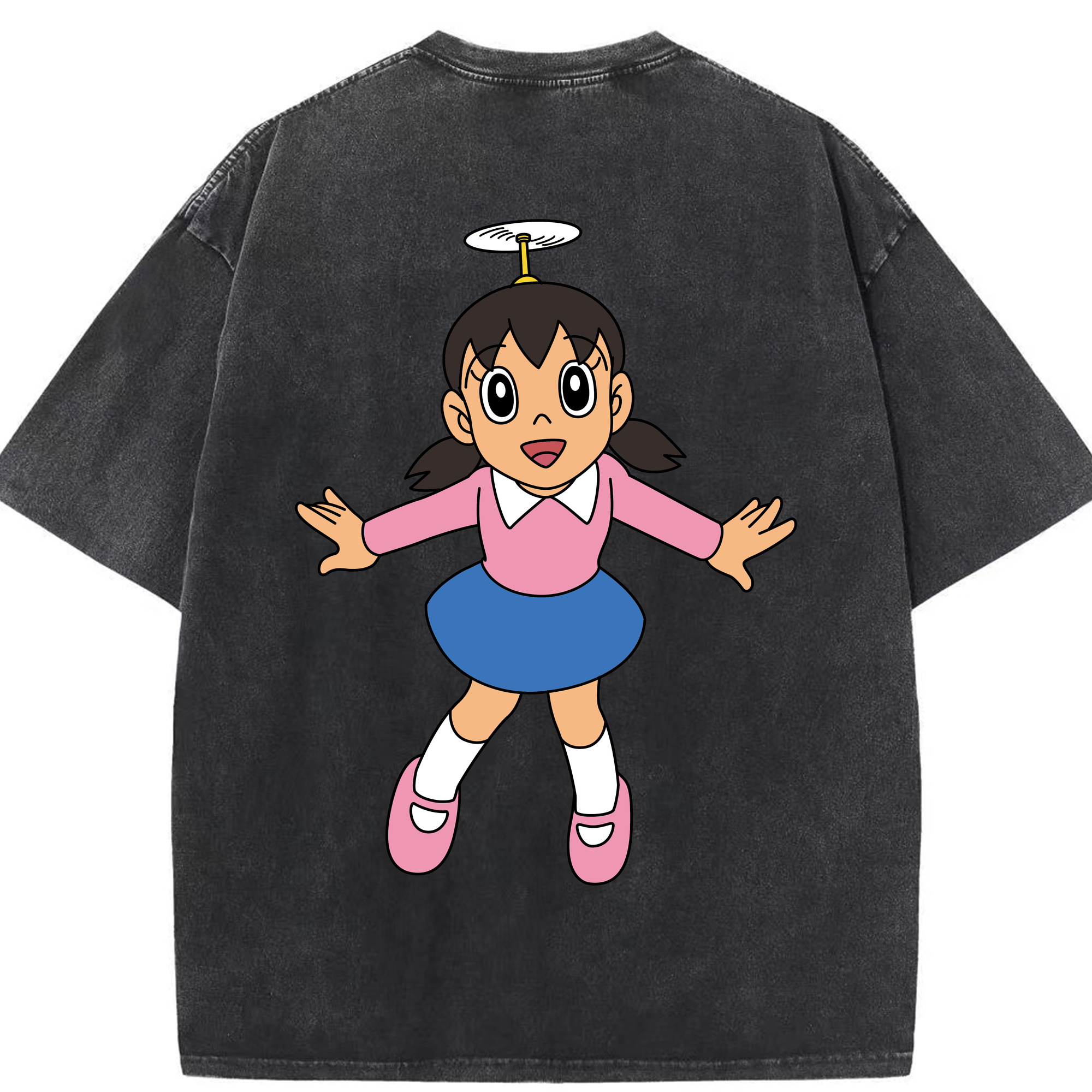 （画像用） ドラえもん みなもと しずか Doraemon Shizuka Minamoto 綿100% ヴィンテージ風 半袖Tシャツ（背面プリント）