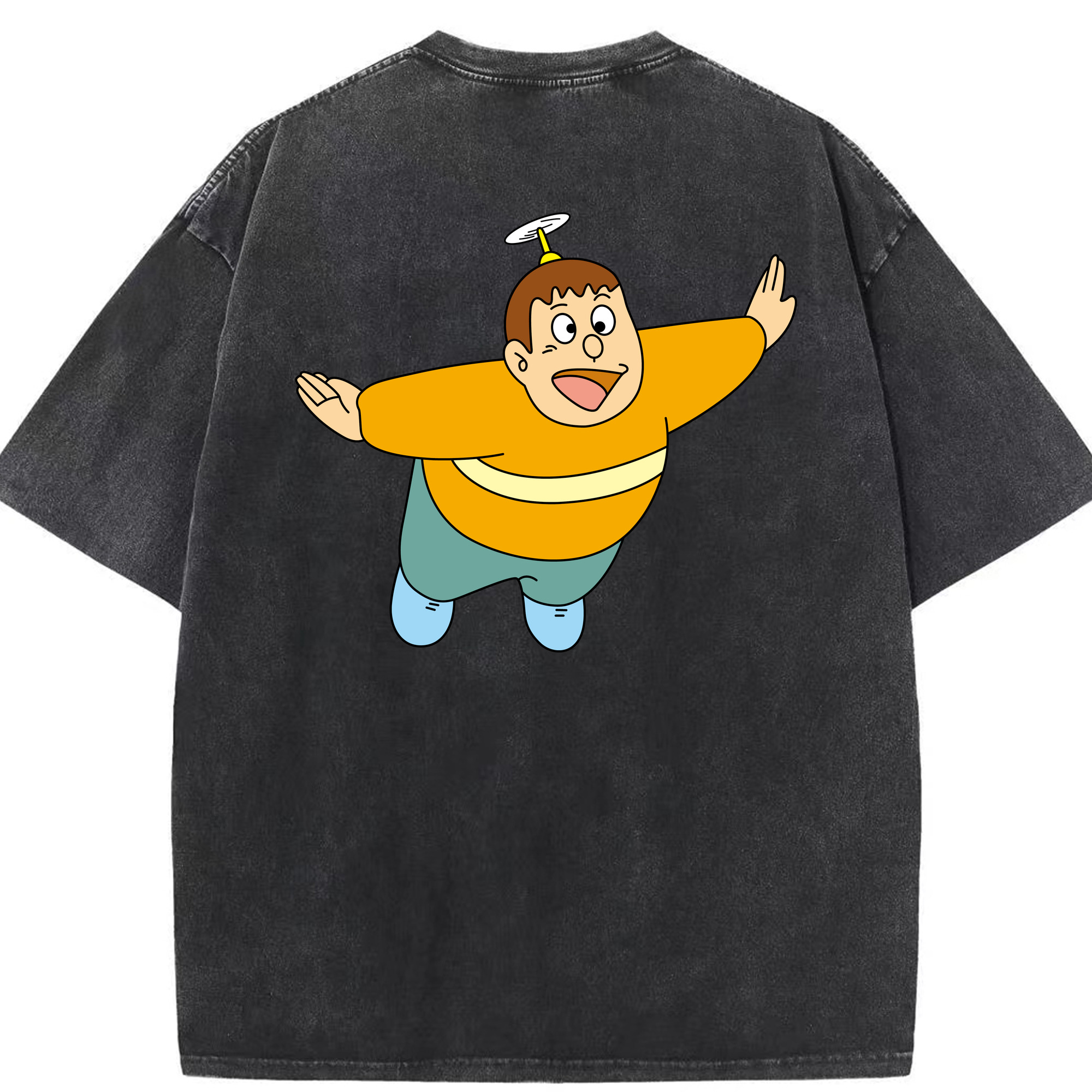 （画像用） ドラえもん 剛田武 Doraemon Gouta Takeshi 綿100% ヴィンテージ風 半袖Tシャツ（背面プリント）