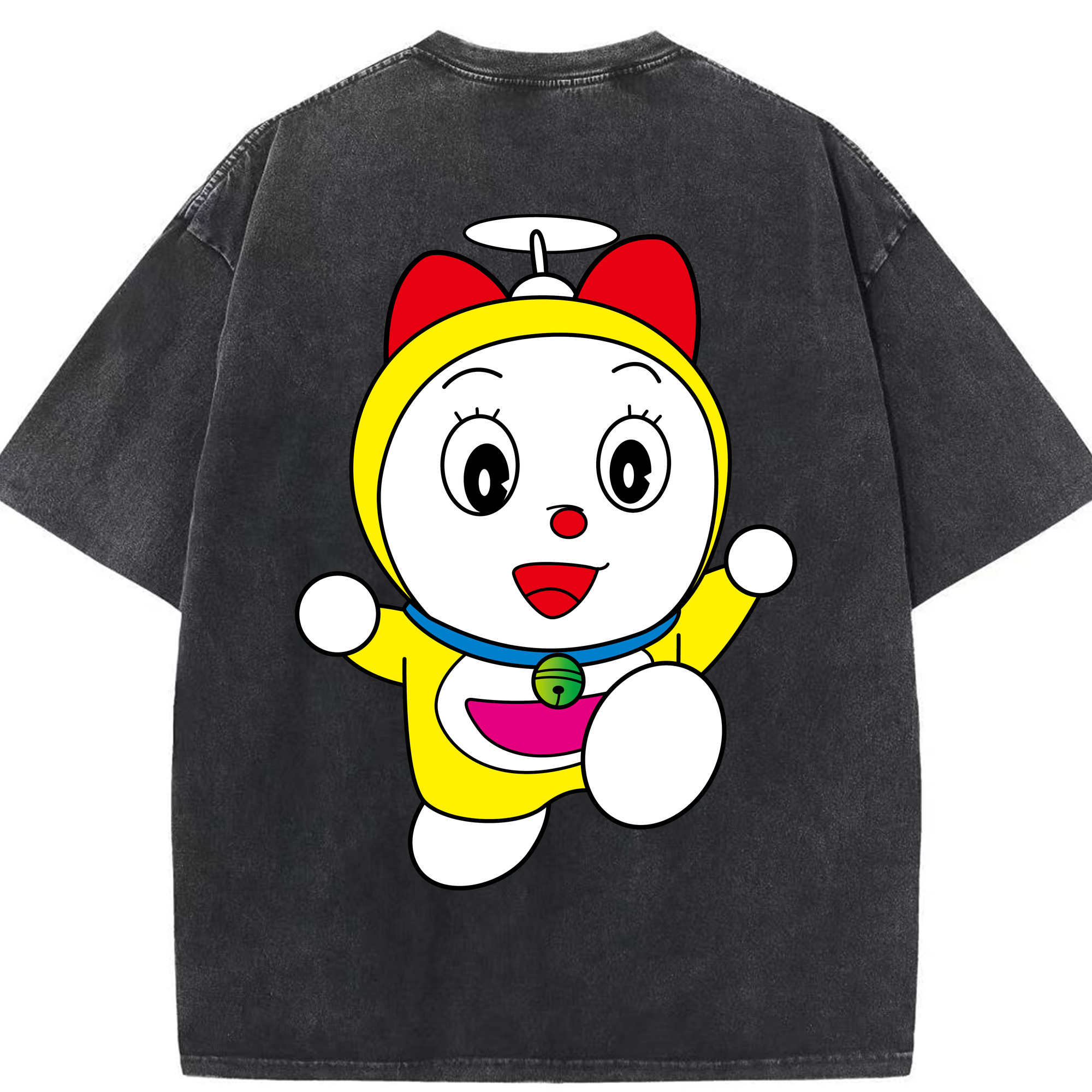 （画像用） ドラえもん ドラミ Doraemon Dorami 綿100% ヴィンテージ風 半袖Tシャツ（背面プリント）