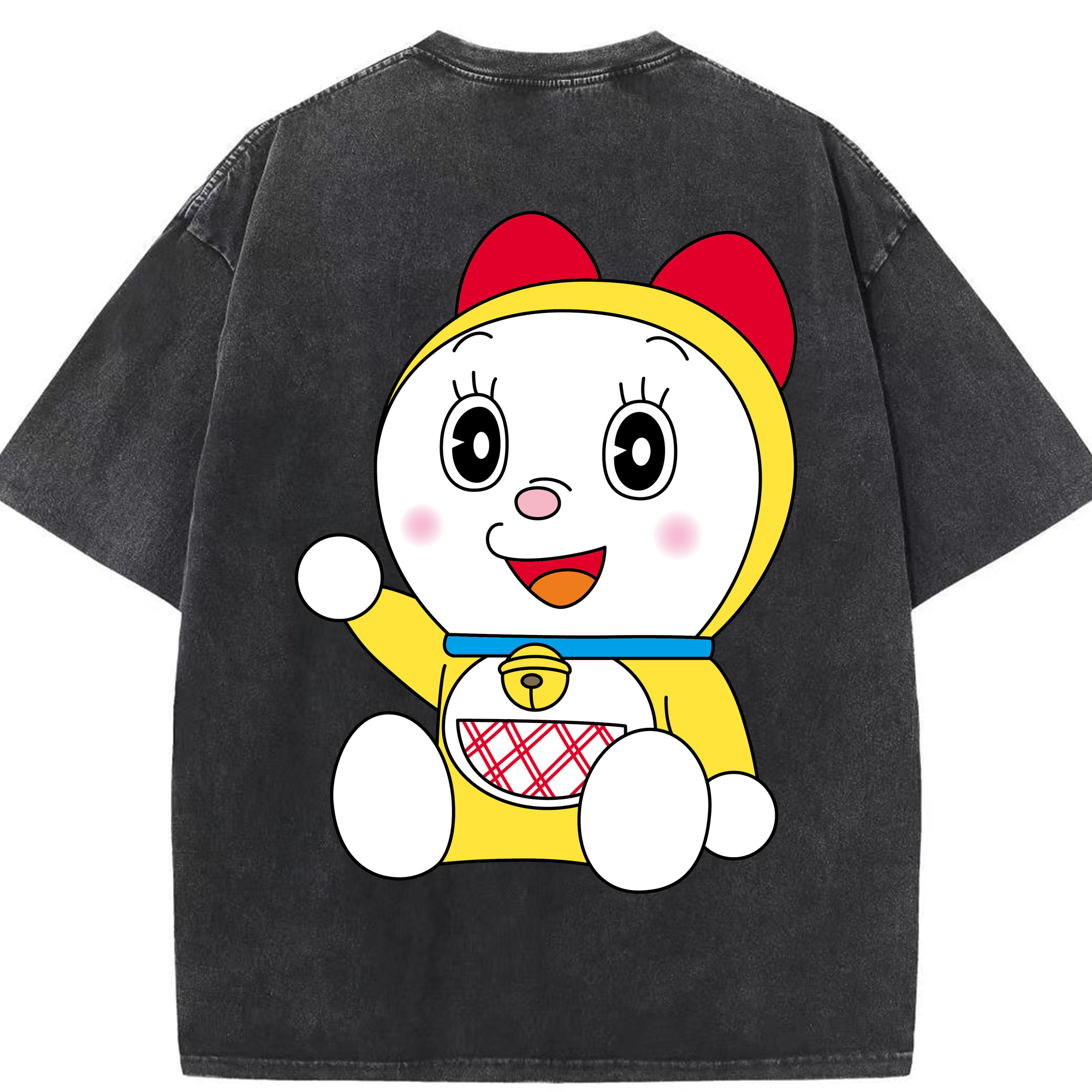 （画像用） ドラえもん ドラミ Doraemon Dorami 綿100% ヴィンテージ風 半袖Tシャツ（背面プリント）