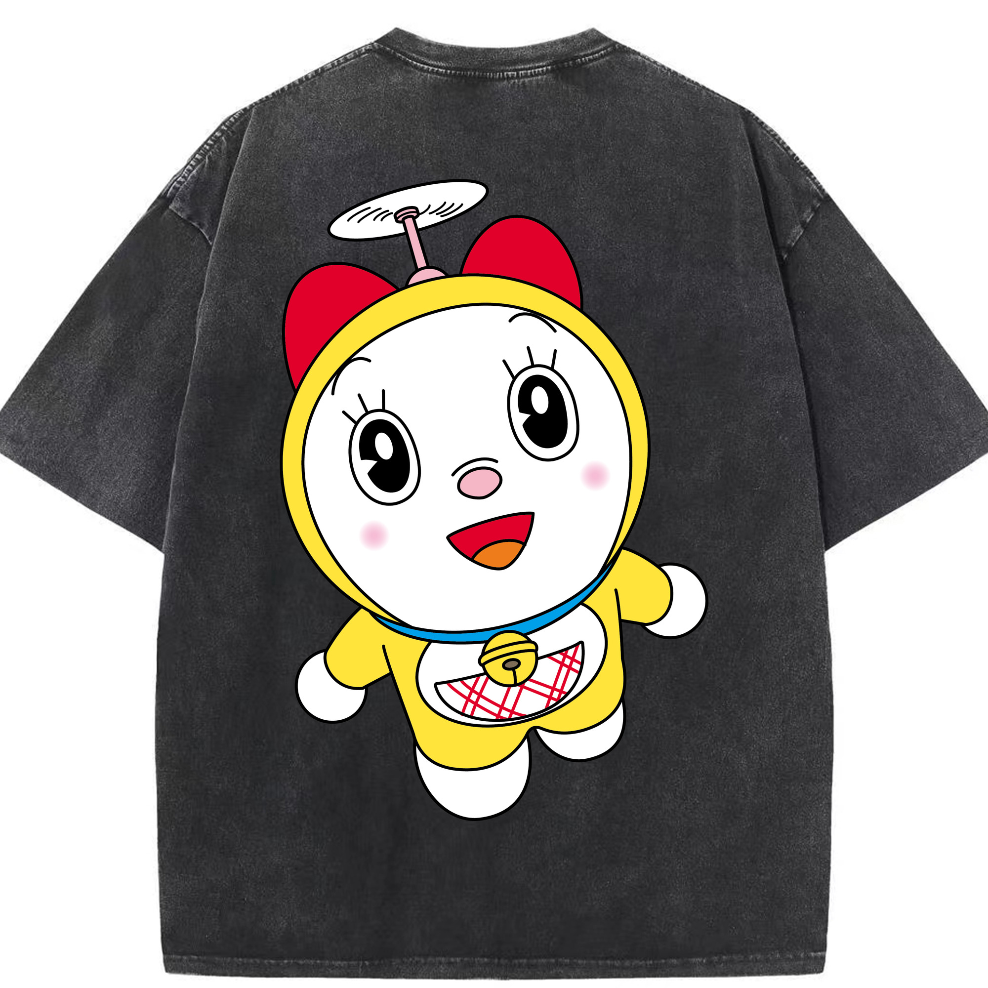 （画像用） ドラえもん ドラミ Doraemon Dorami 綿100% ヴィンテージ風 半袖Tシャツ（背面プリント）