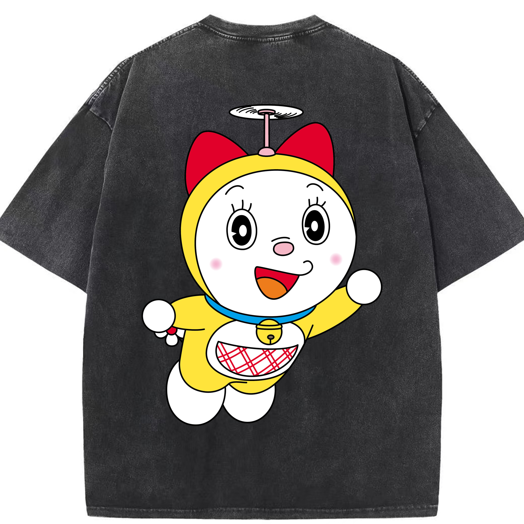 （画像用） ドラえもん ドラミ Doraemon Dorami 綿100% ヴィンテージ風 半袖Tシャツ（背面プリント）