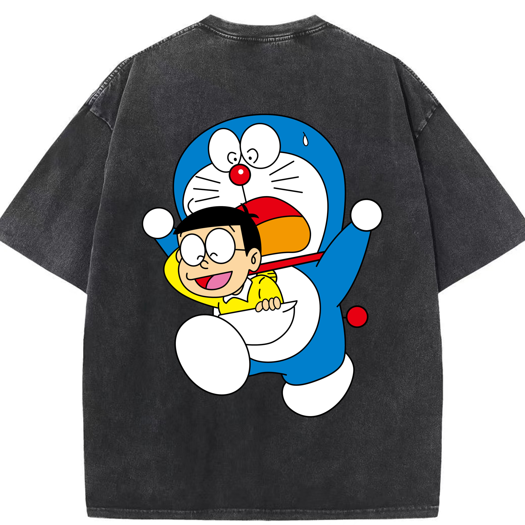 （画像用） ドラえもん Doraemon 綿100% ヴィンテージ風 半袖Tシャツ（背面プリント）