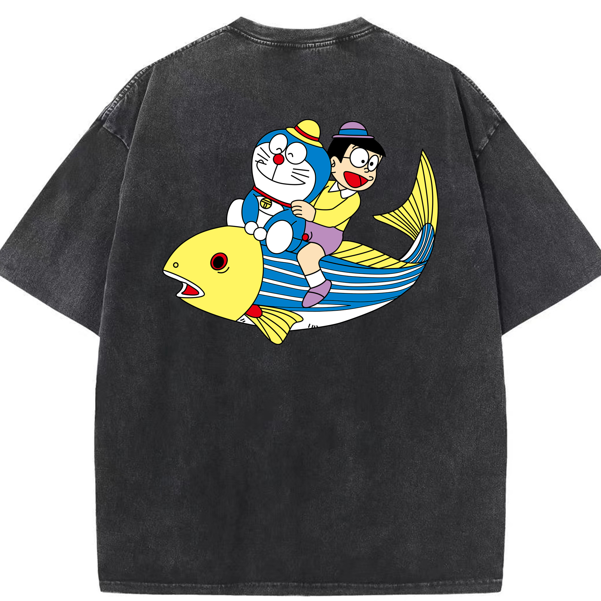 （画像用） ドラえもん 野比 のび太 Doraemon Nobita Nobi 綿100% ヴィンテージ風 半袖Tシャツ（背面プリント）