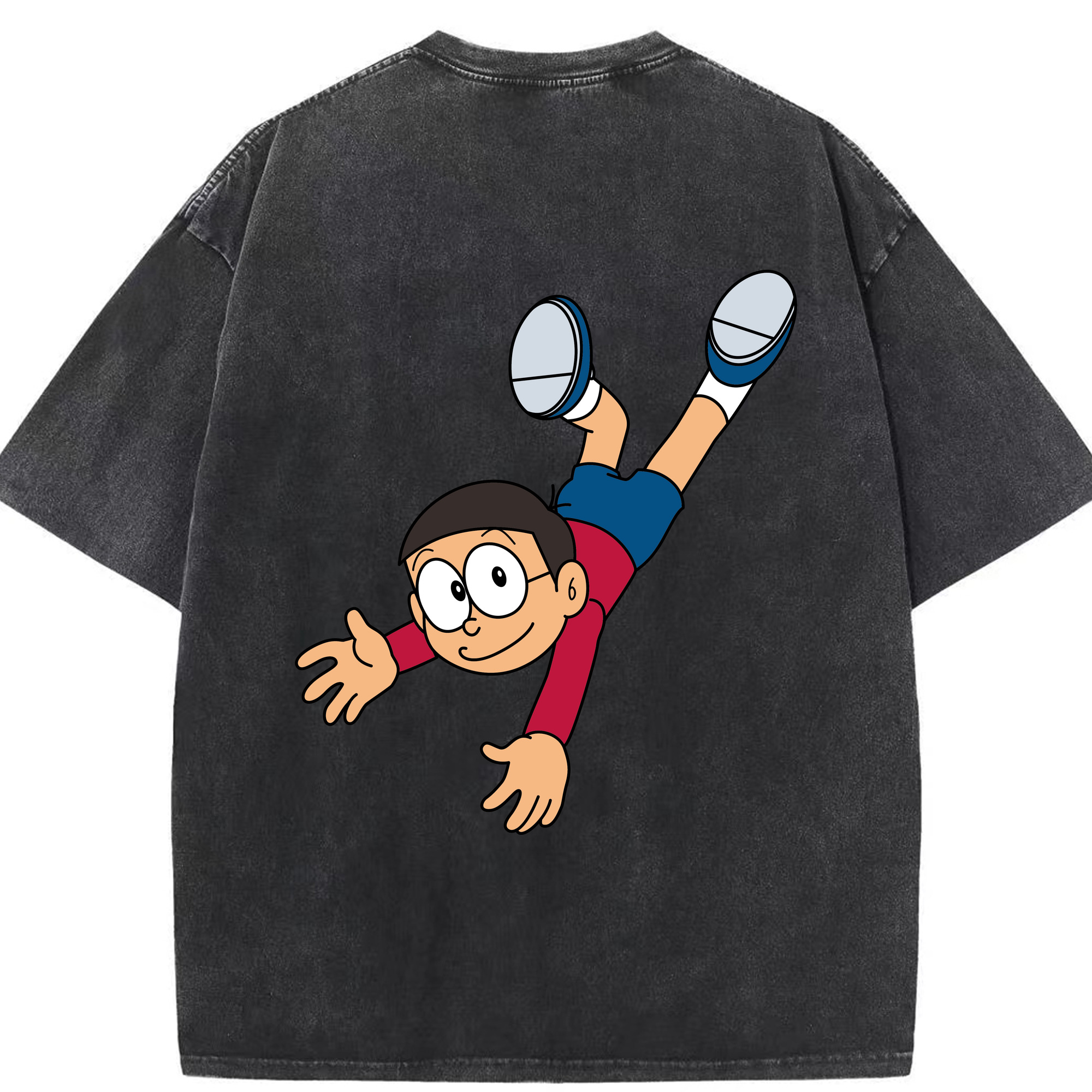 （画像用） ドラえもん 野比 のび太 Doraemon Nobita Nobi 綿100% ヴィンテージ風 半袖Tシャツ（背面プリント）