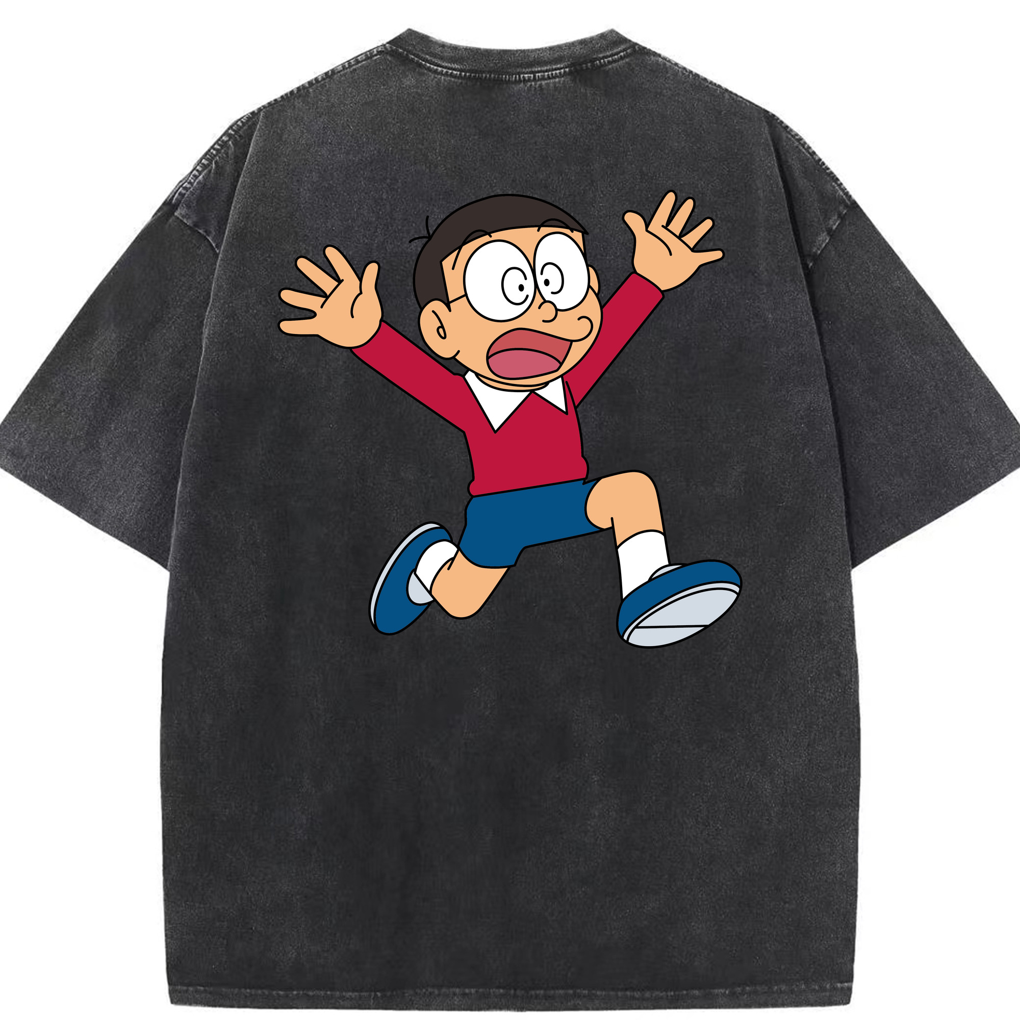 （画像用） ドラえもん 野比 のび太 Doraemon Nobita Nobi 綿100% ヴィンテージ風 半袖Tシャツ（背面プリント）