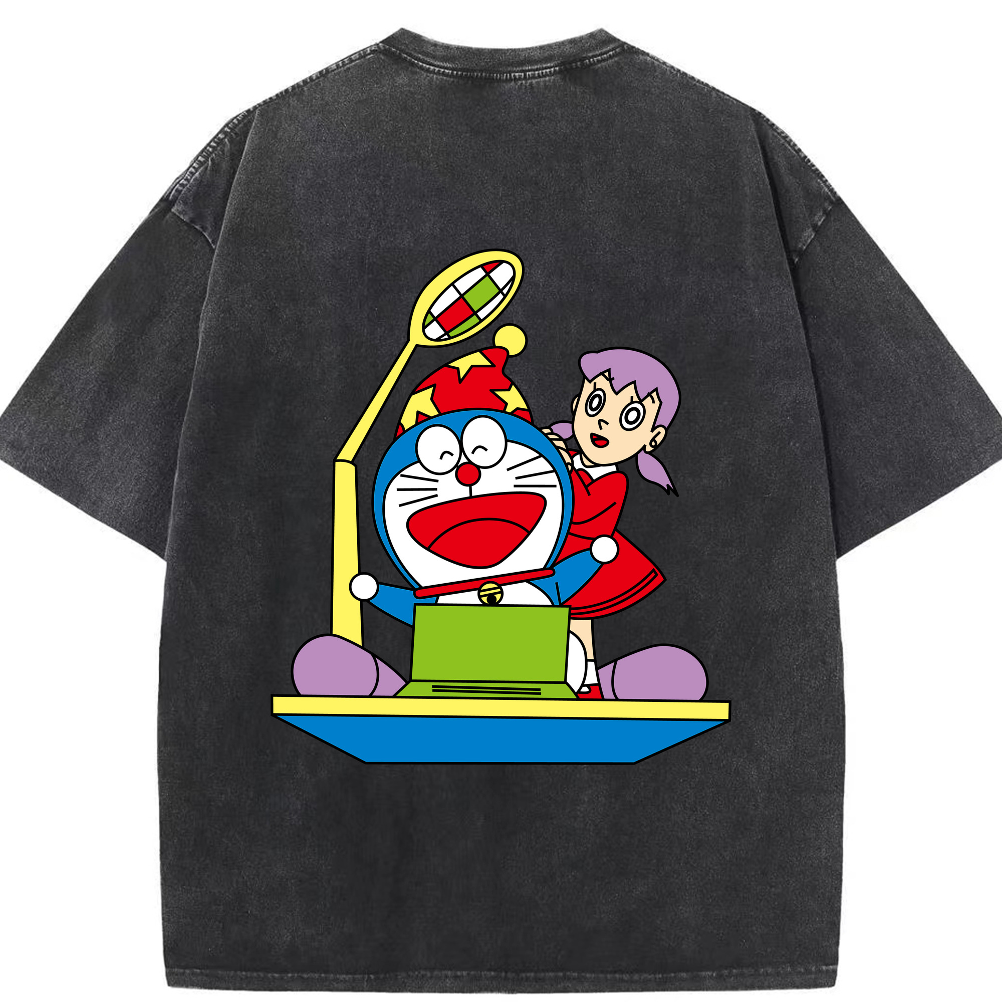 （画像用） ドラえもん みなもと しずか Doraemon Shizuka Minamoto 綿100% ヴィンテージ風 半袖Tシャツ（背面プリント）