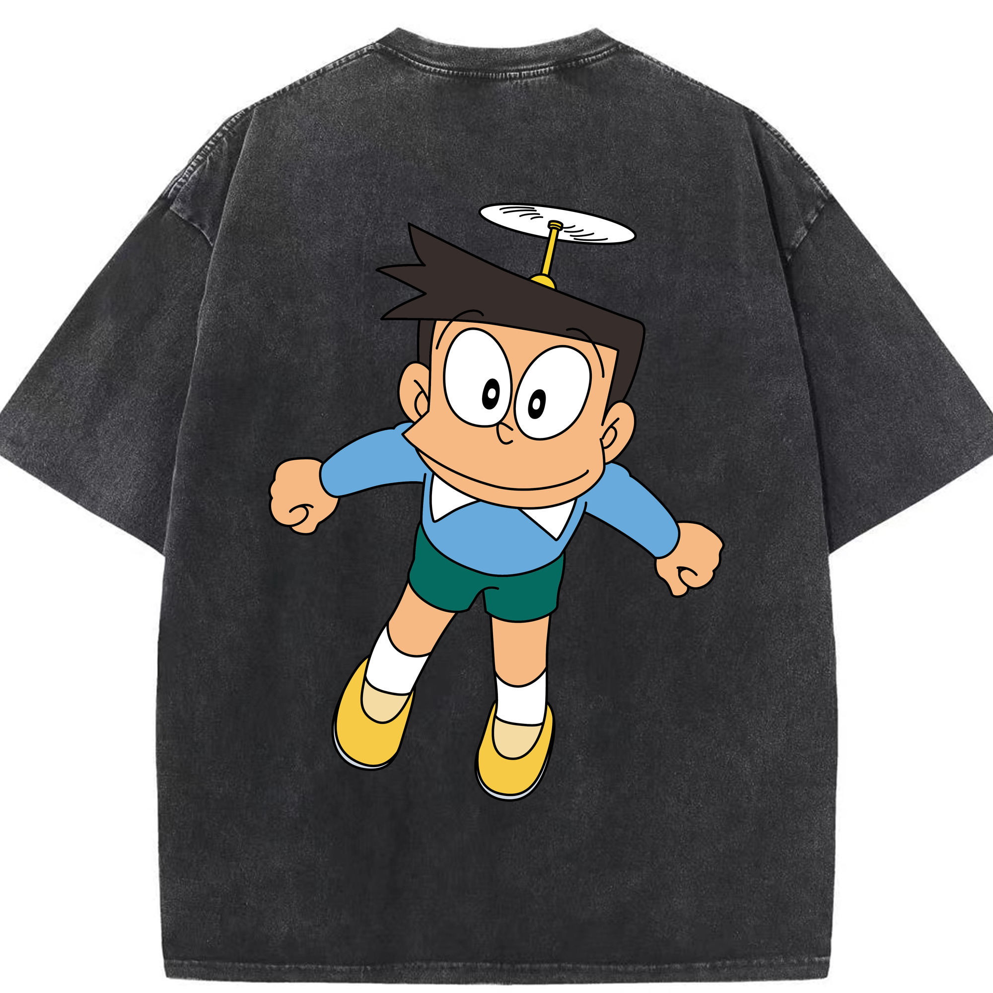 （画像用） ドラえもん 骨川 スネ夫 Doraemon Honekawa Suneo 綿100% ヴィンテージ風 半袖Tシャツ（背面プリント）