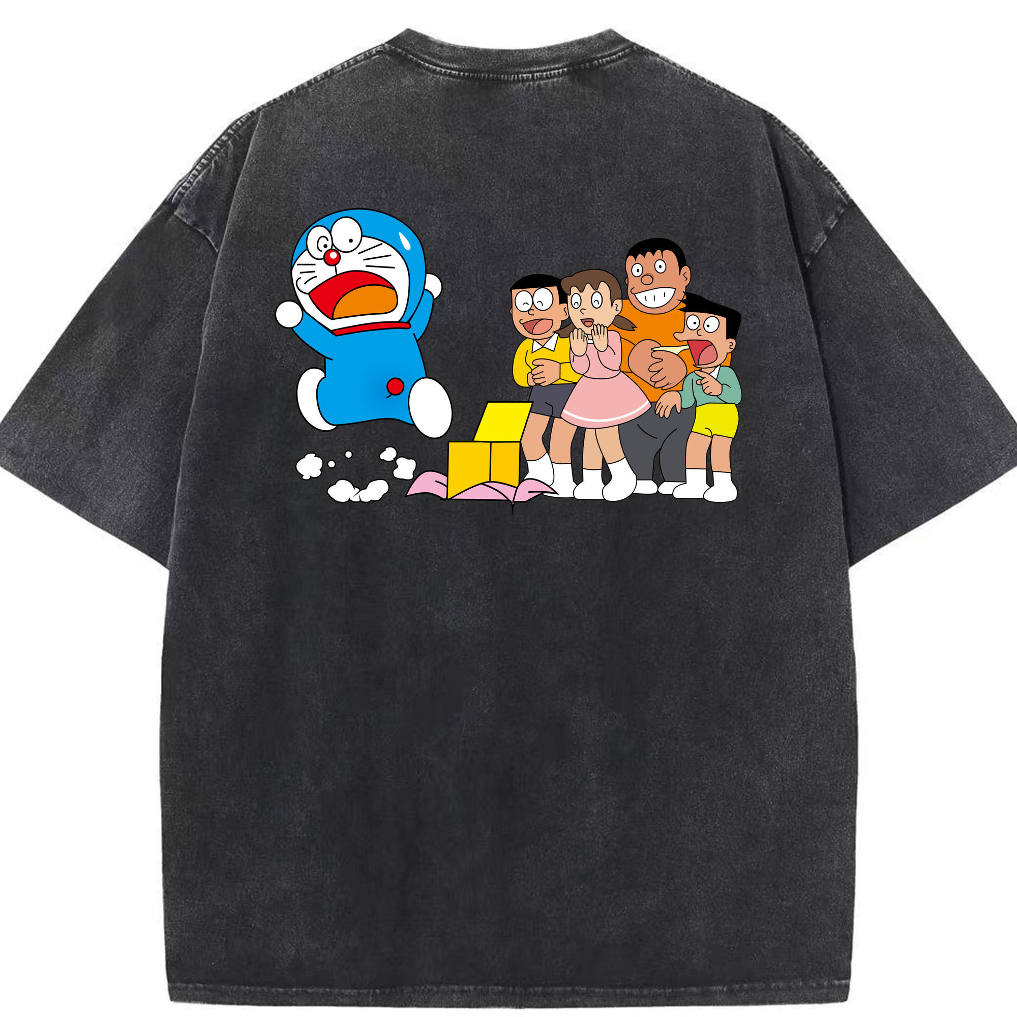 （画像用） ドラえもん 骨川 スネ夫 Doraemon Honekawa Suneo 綿100% ヴィンテージ風 半袖Tシャツ（背面プリント）