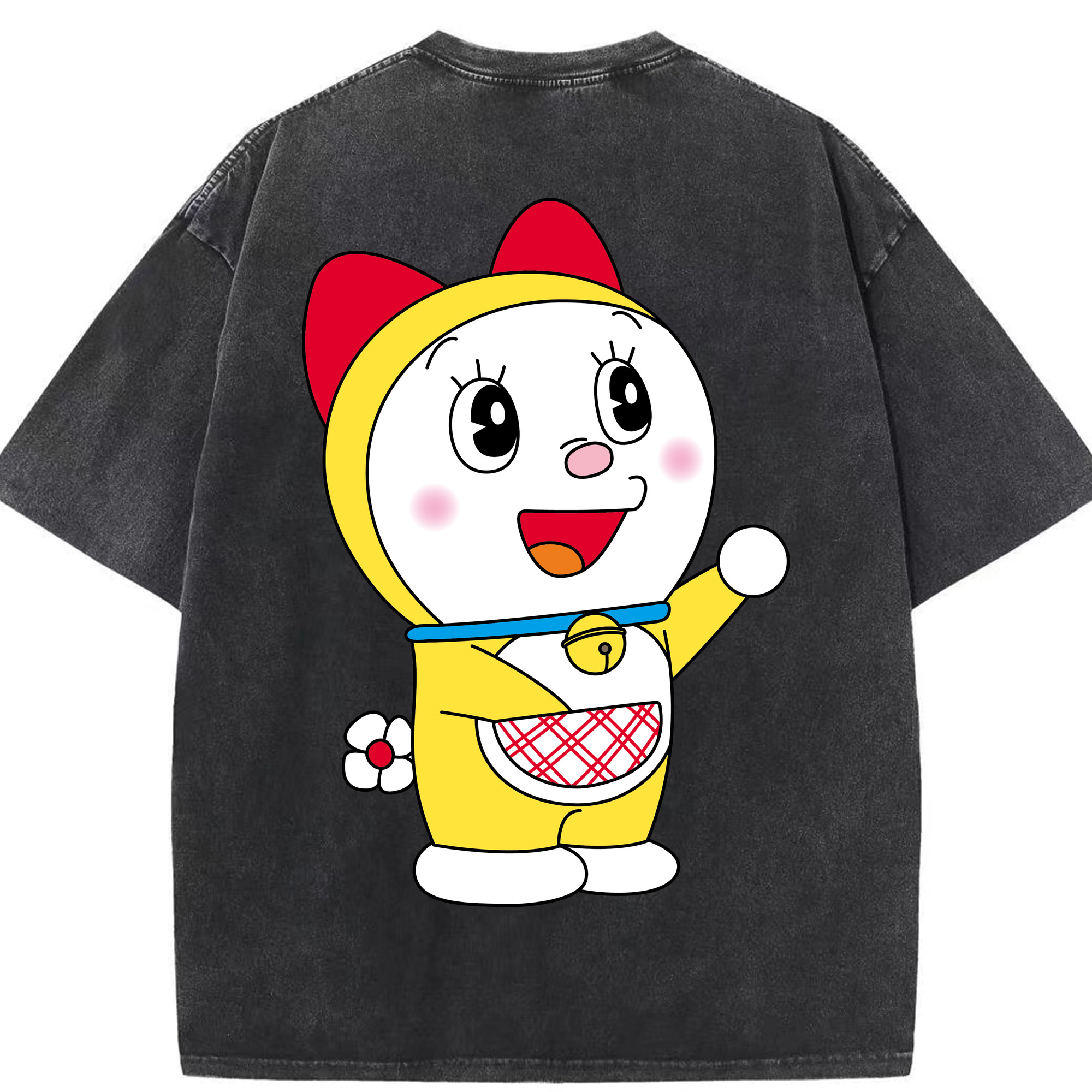 （画像用） ドラえもん ドラミ Doraemon Dorami 綿100% ヴィンテージ風 半袖Tシャツ（背面プリント）