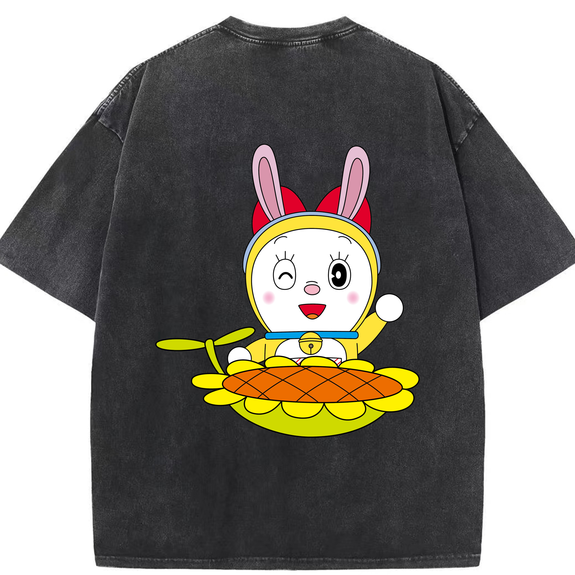 （画像用） ドラえもん ドラミ Doraemon Dorami 綿100% ヴィンテージ風 半袖Tシャツ（背面プリント）