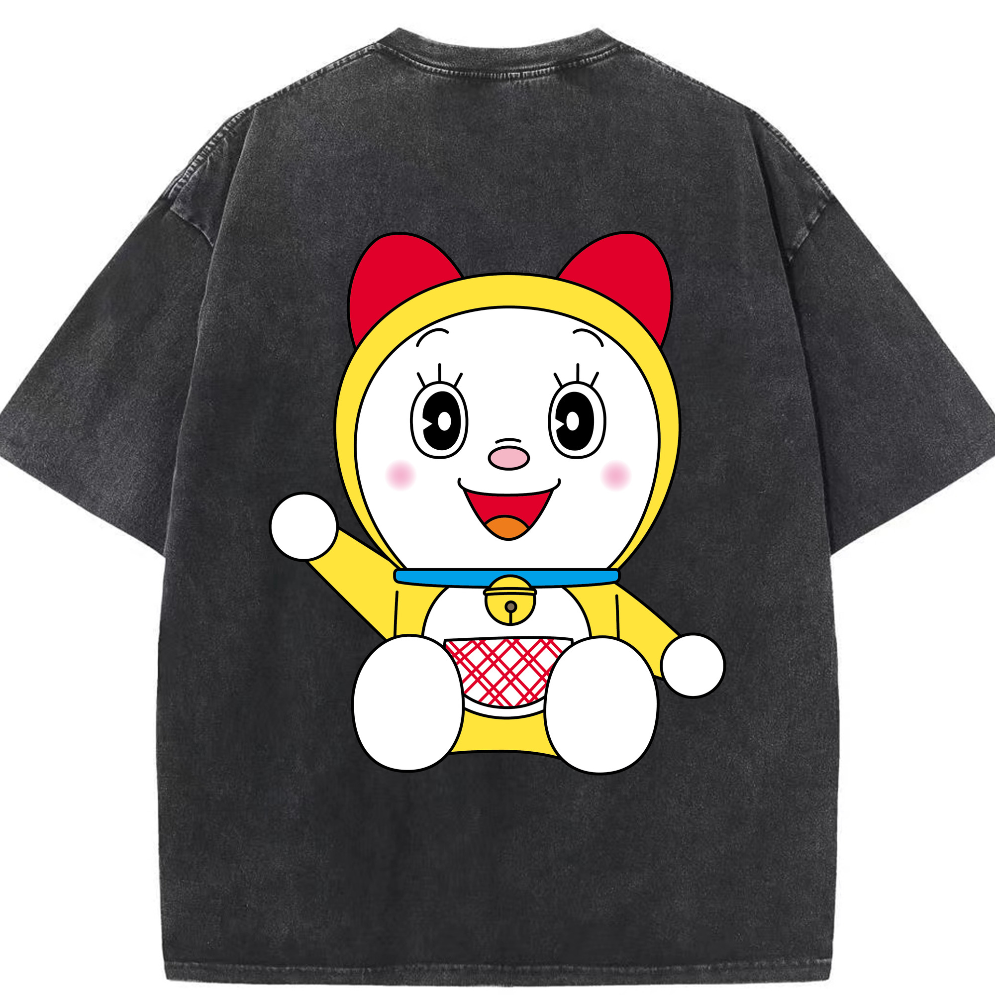 （画像用） ドラえもん ドラミ Doraemon Dorami 綿100% ヴィンテージ風 半袖Tシャツ（背面プリント）