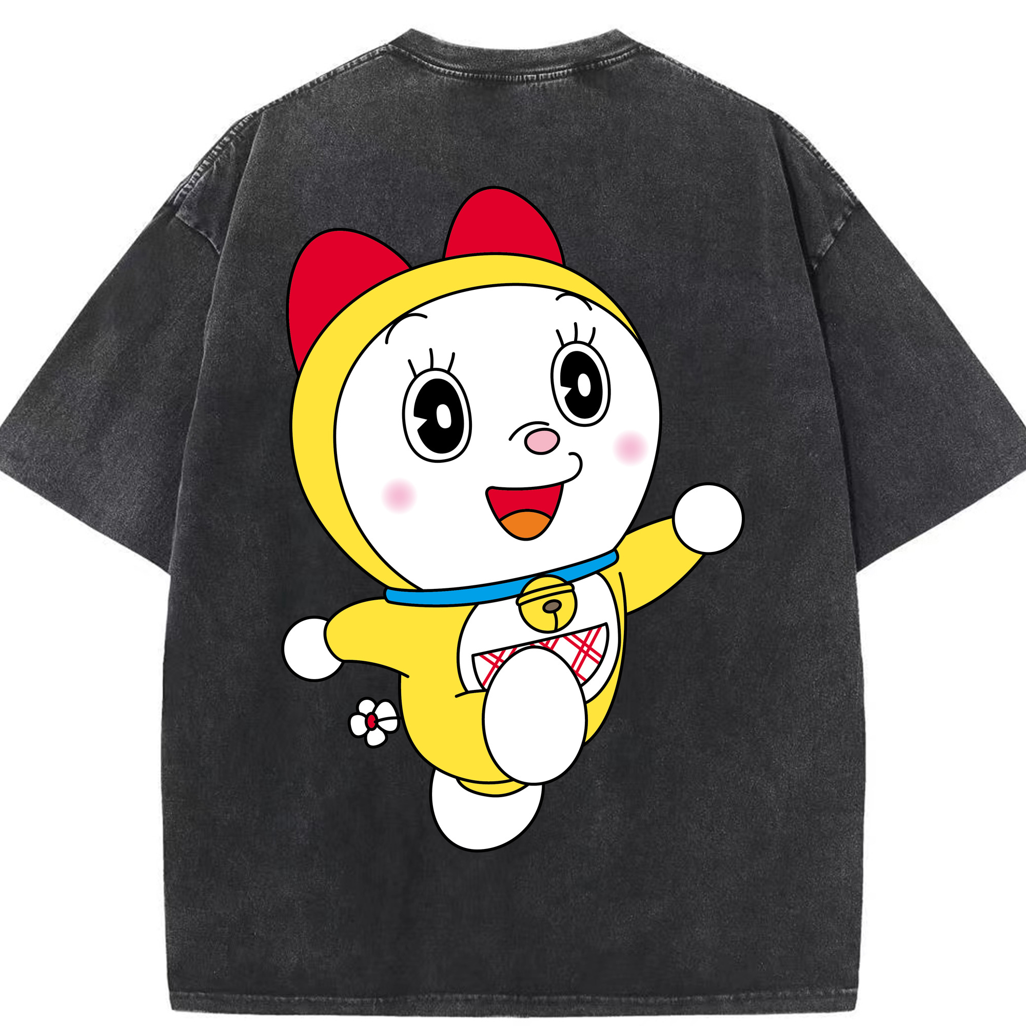 （画像用） ドラえもん ドラミ Doraemon Dorami 綿100% ヴィンテージ風 半袖Tシャツ（背面プリント）