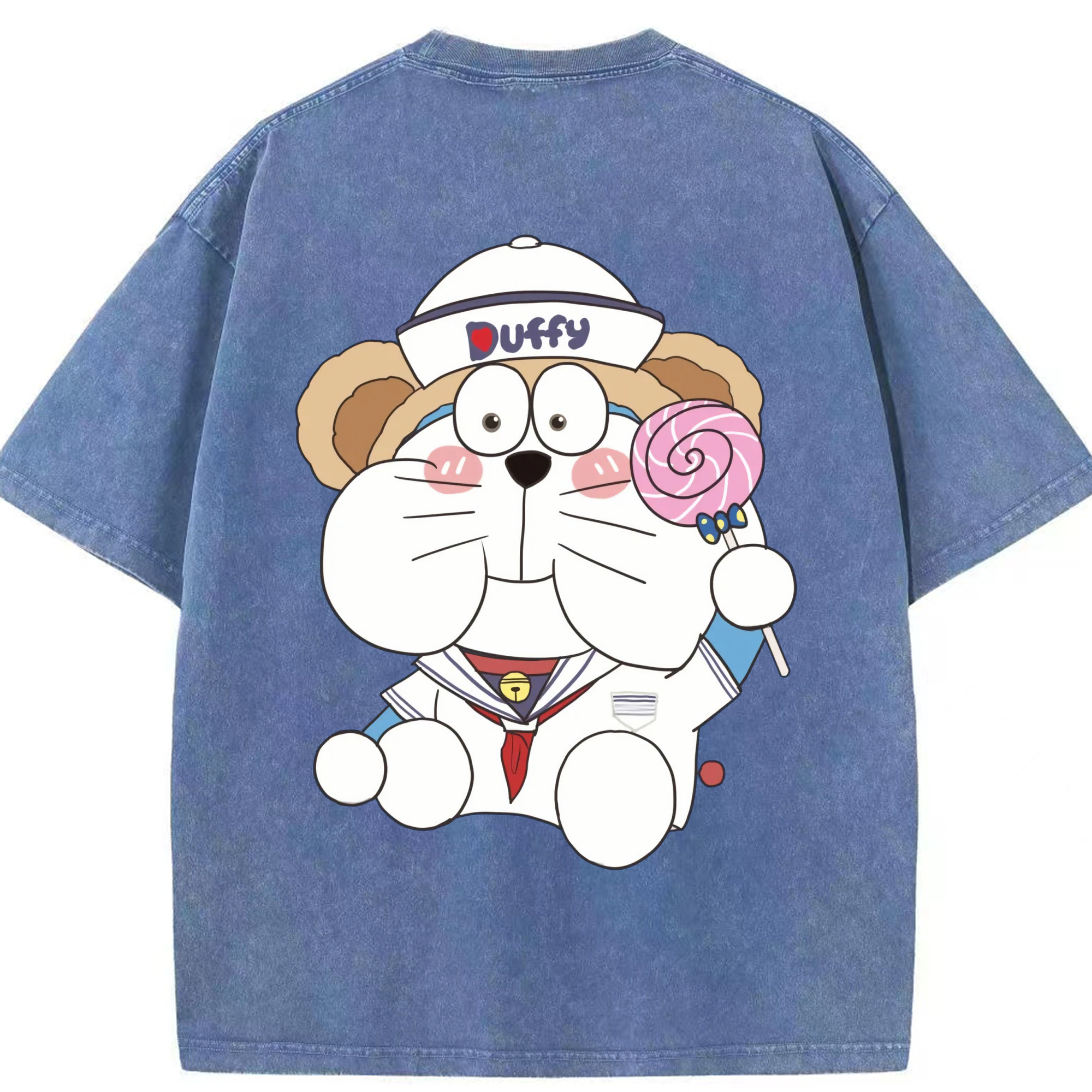 （画像用） ドラえもん Doraemon 綿100% ヴィンテージ風 半袖Tシャツ（背面プリント）