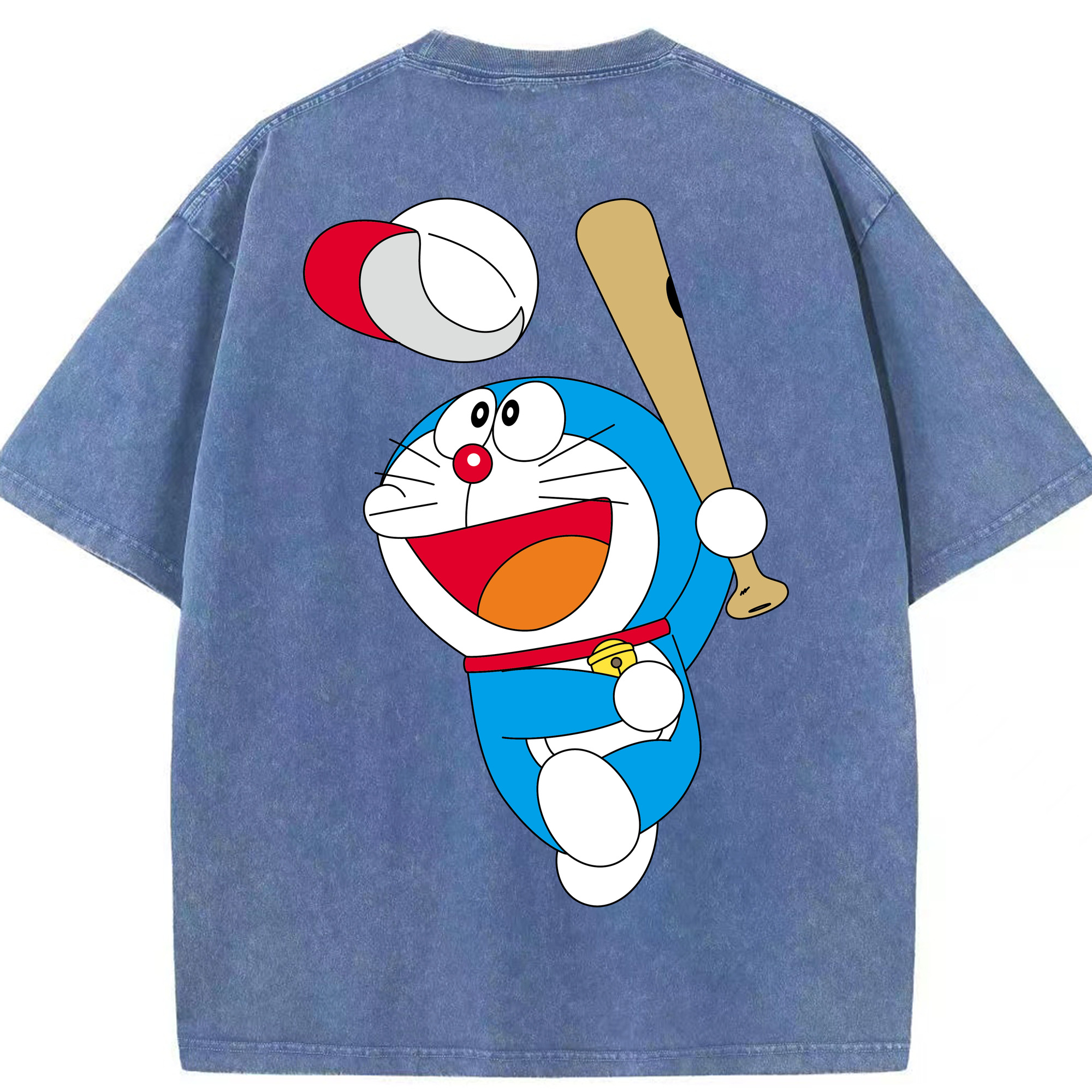 （画像用） ドラえもん Doraemon 綿100% ヴィンテージ風 半袖Tシャツ（背面プリント）