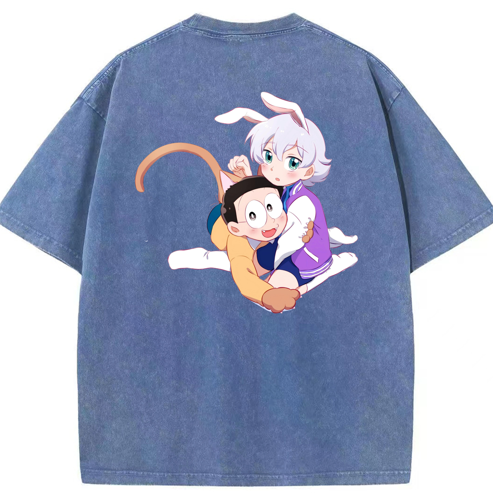（画像用） ドラえもん 野比 のび太 Doraemon Nobita Nobi 綿100% ヴィンテージ風 半袖Tシャツ（背面プリント）