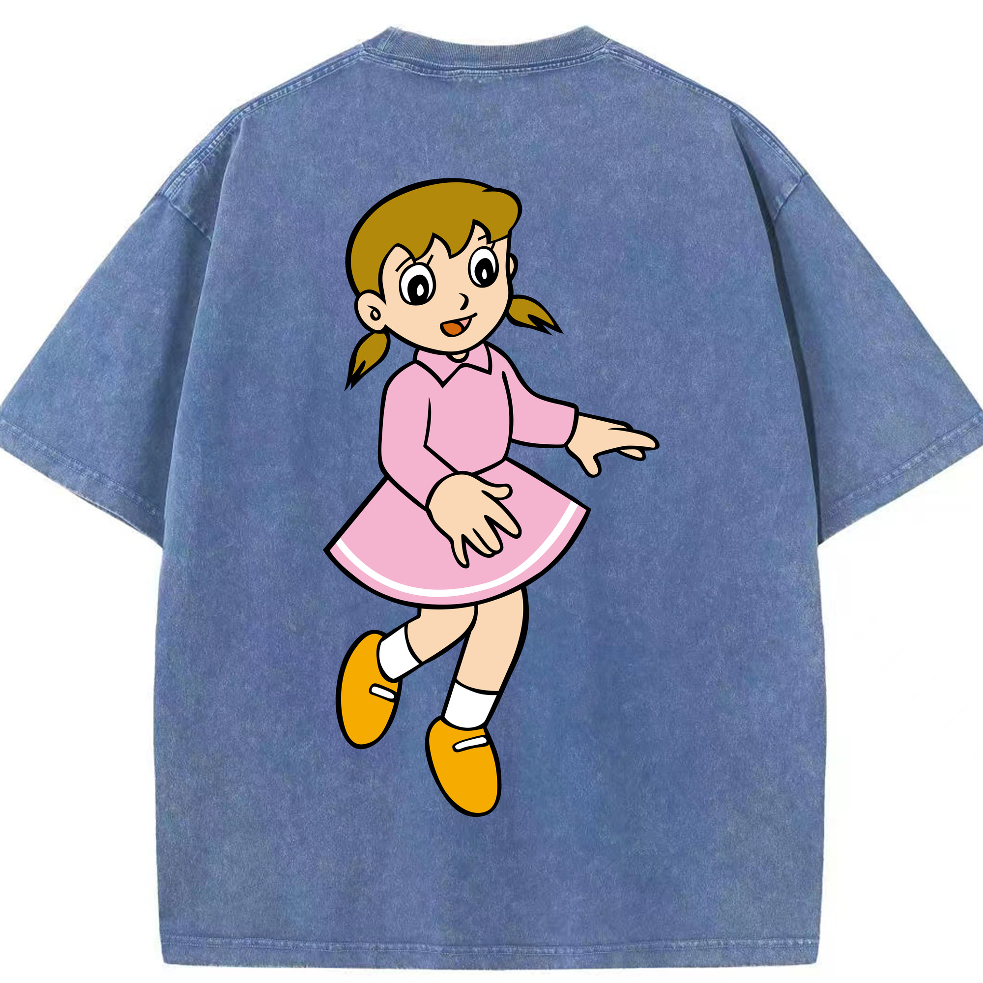 （画像用） ドラえもん みなもと しずか Doraemon Shizuka Minamoto 綿100% ヴィンテージ風 半袖Tシャツ（背面プリント）