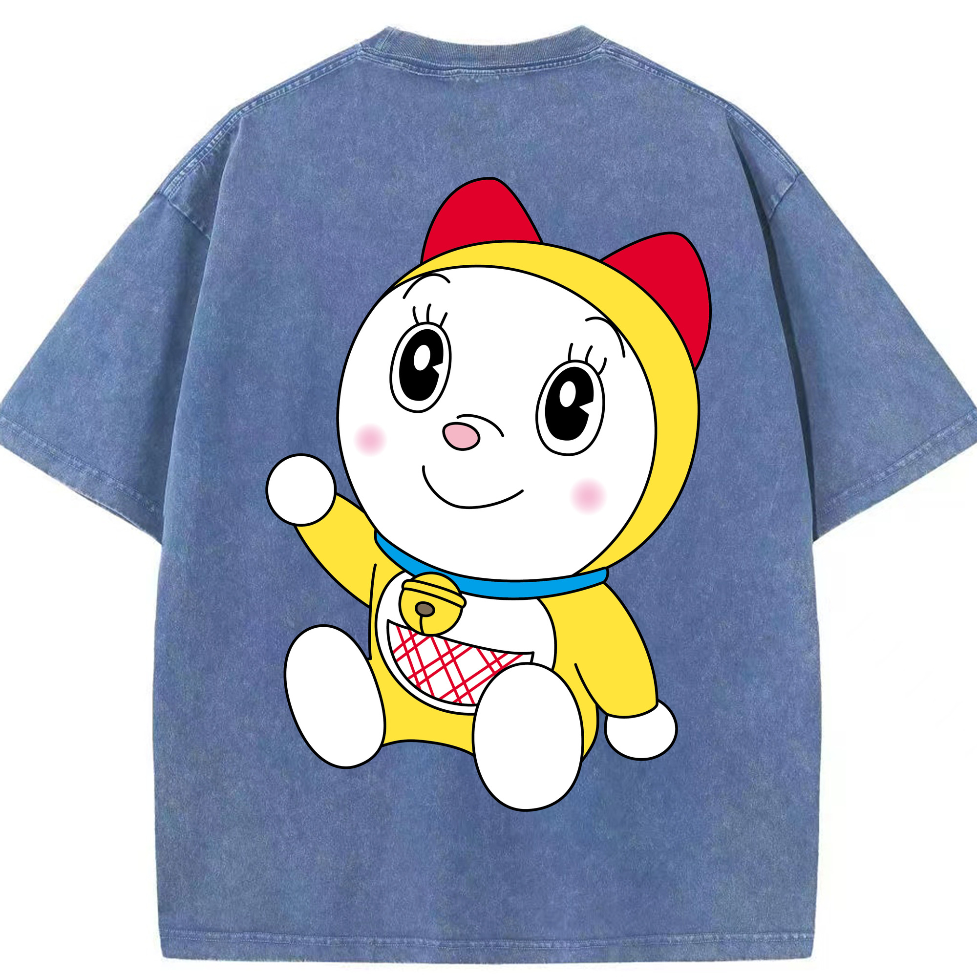（画像用） ドラえもん ドラミ Doraemon Dorami 綿100% ヴィンテージ風 半袖Tシャツ（背面プリント）