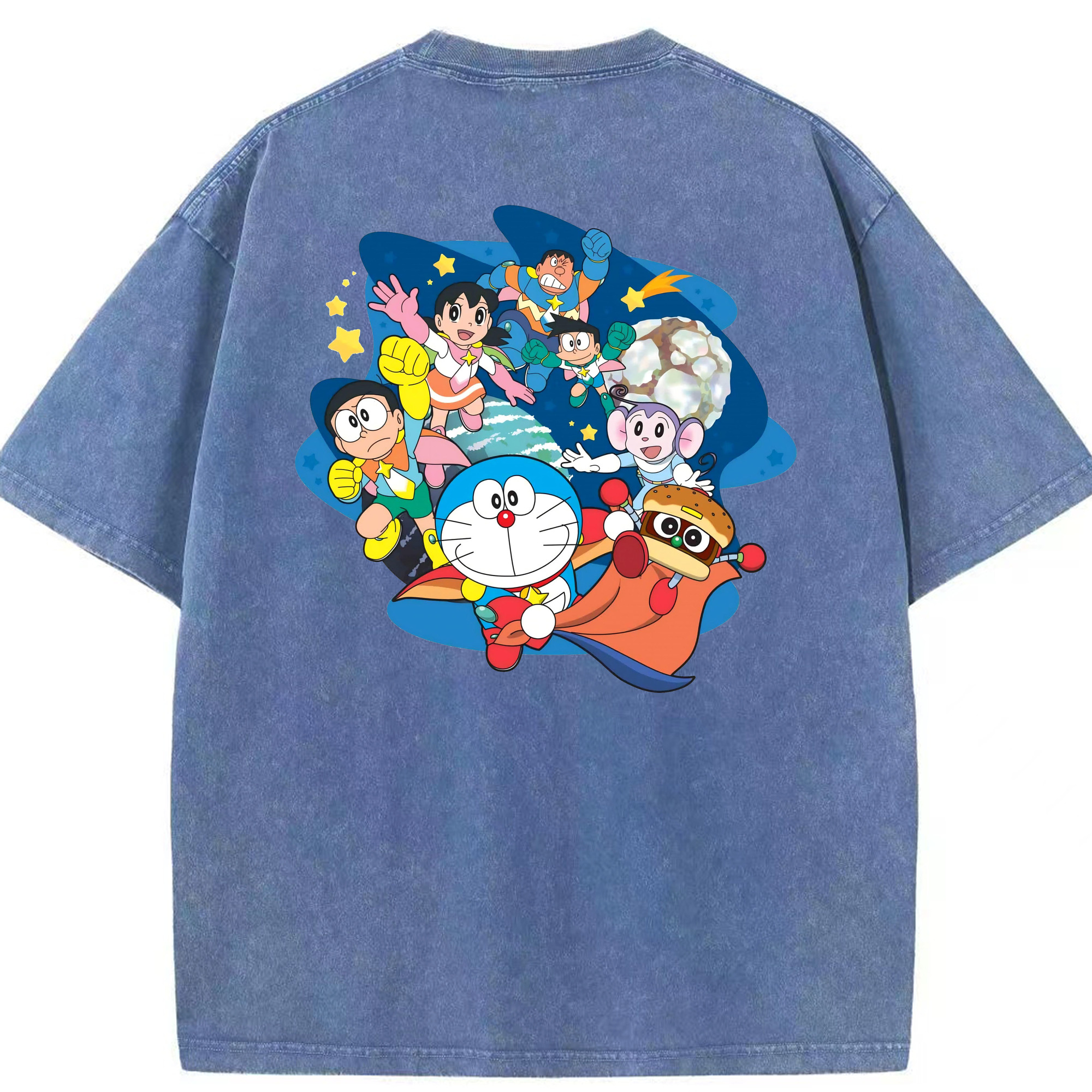 （画像用） ドラえもん Doraemon 綿100% ヴィンテージ風 半袖Tシャツ（背面プリント）