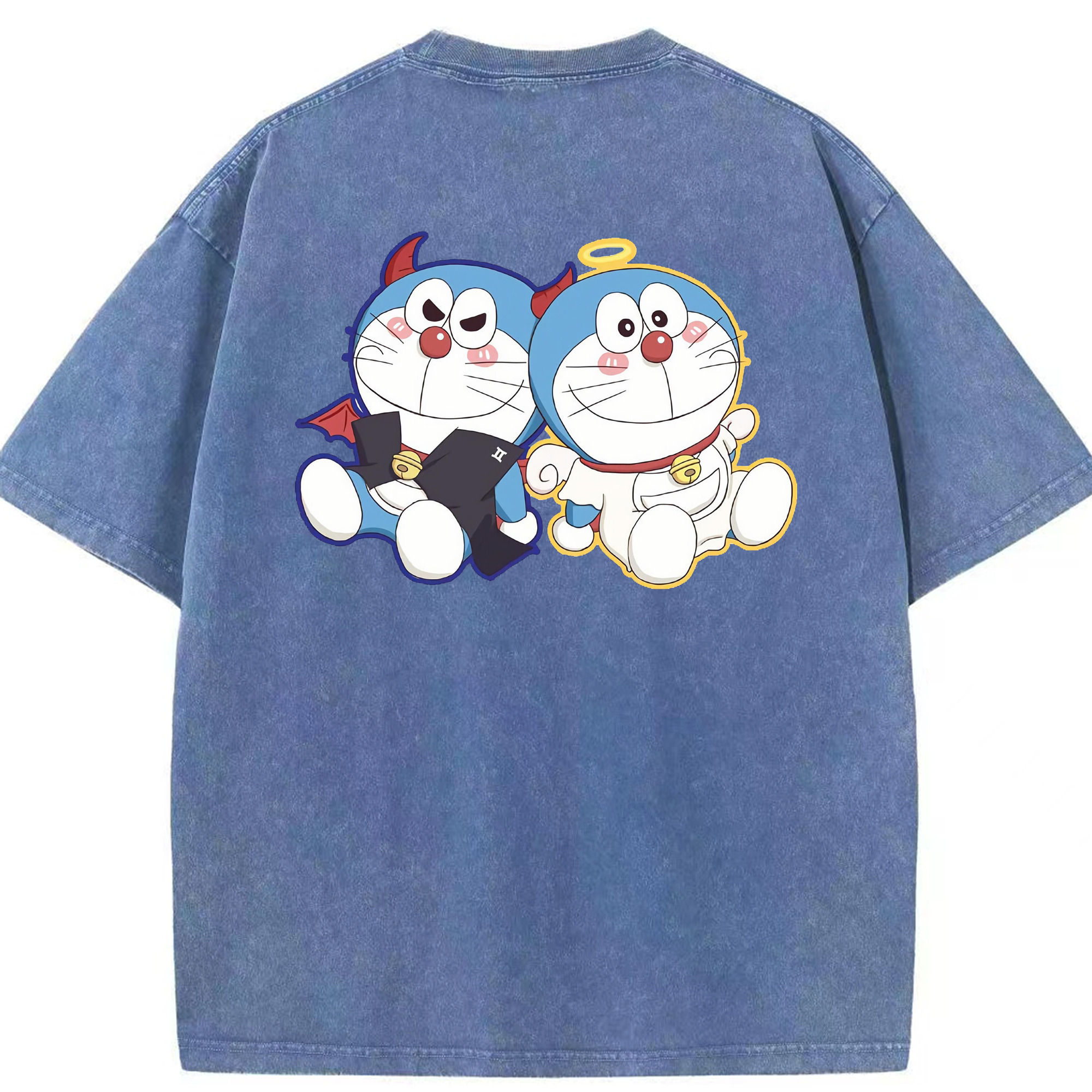 （画像用） ドラえもん Doraemon 綿100% ヴィンテージ風 半袖Tシャツ（背面プリント）