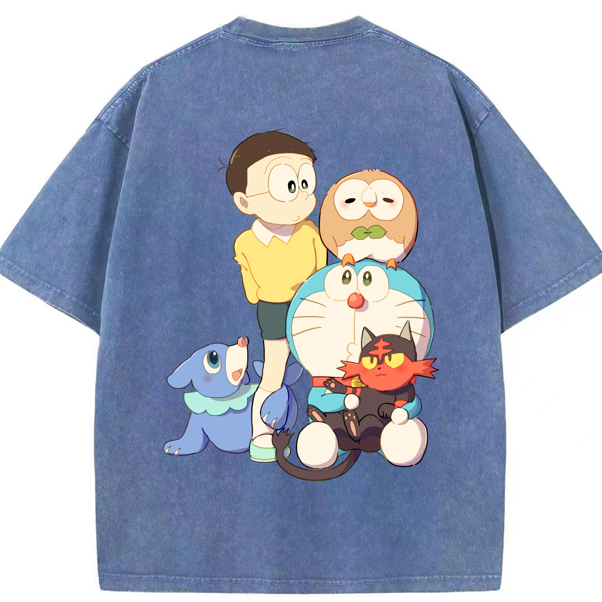 （画像用） ドラえもん Doraemon 綿100% ヴィンテージ風 半袖Tシャツ（背面プリント）
